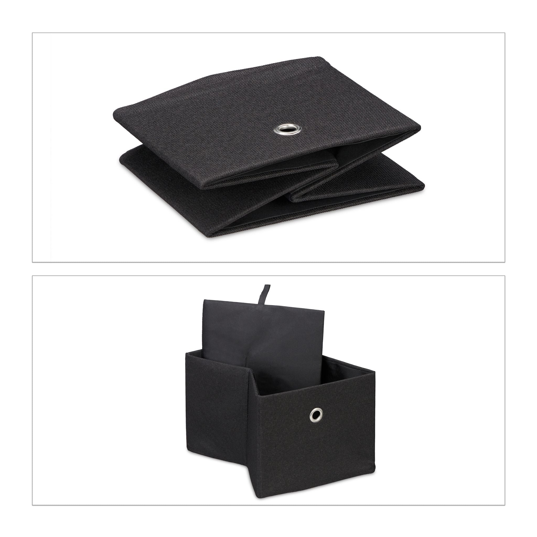 Aufbewahrungsbox 2er-Set Schwarz-Silber von Relaxdays