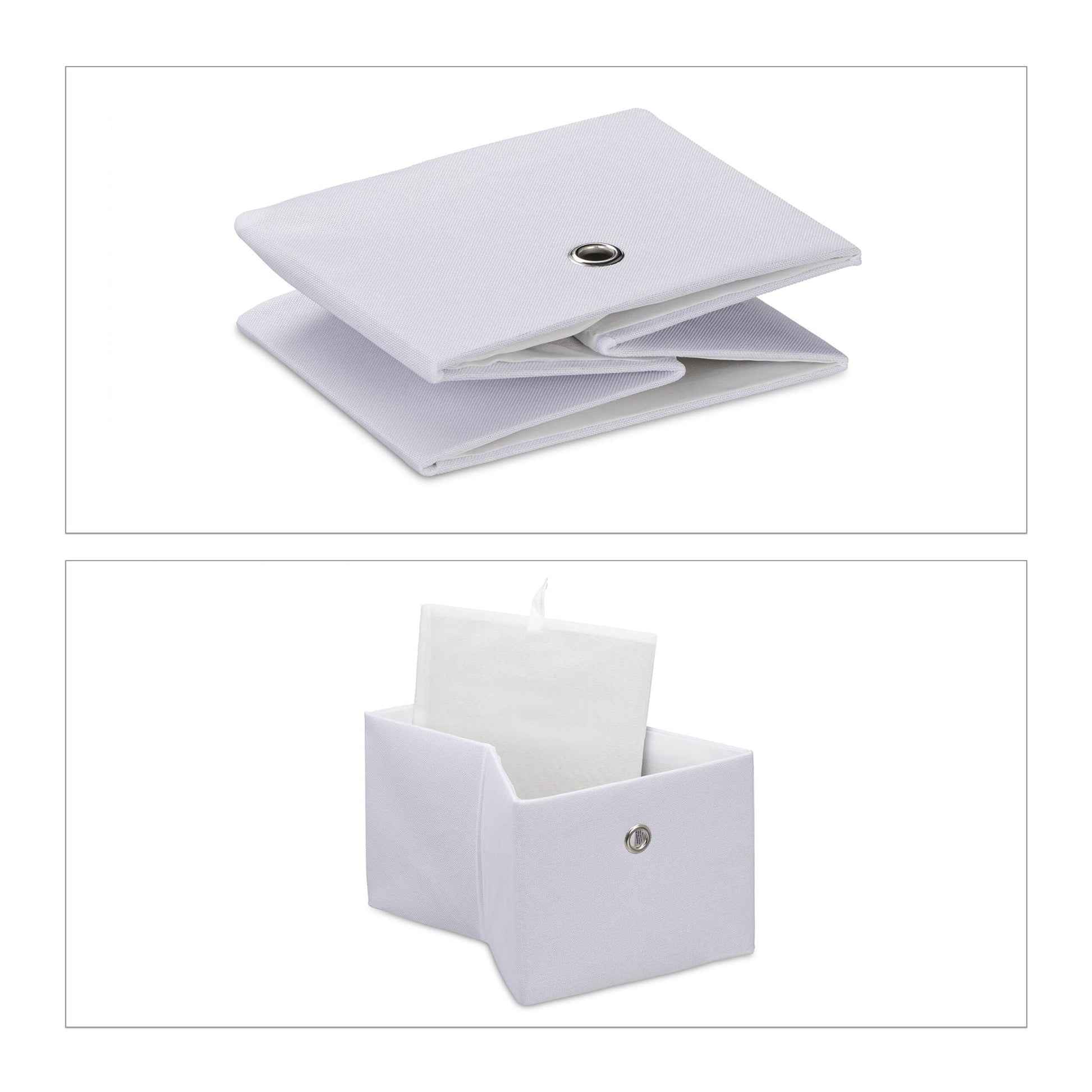 Aufbewahrungsbox 2er-Set Weiss-Silber von Relaxdays