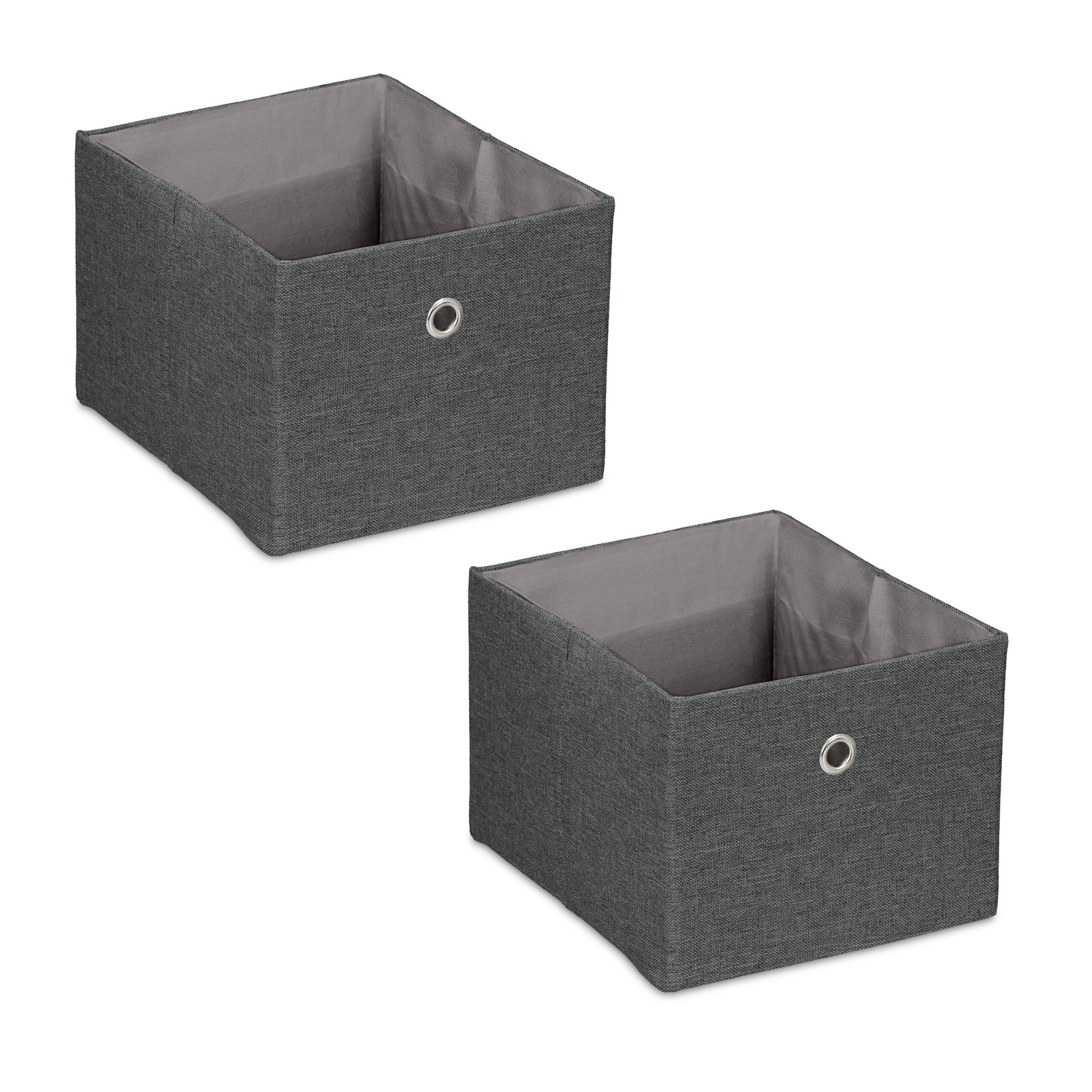 Aufbewahrungsbox 2er-Set Anthrazit-Silber von Relaxdays
