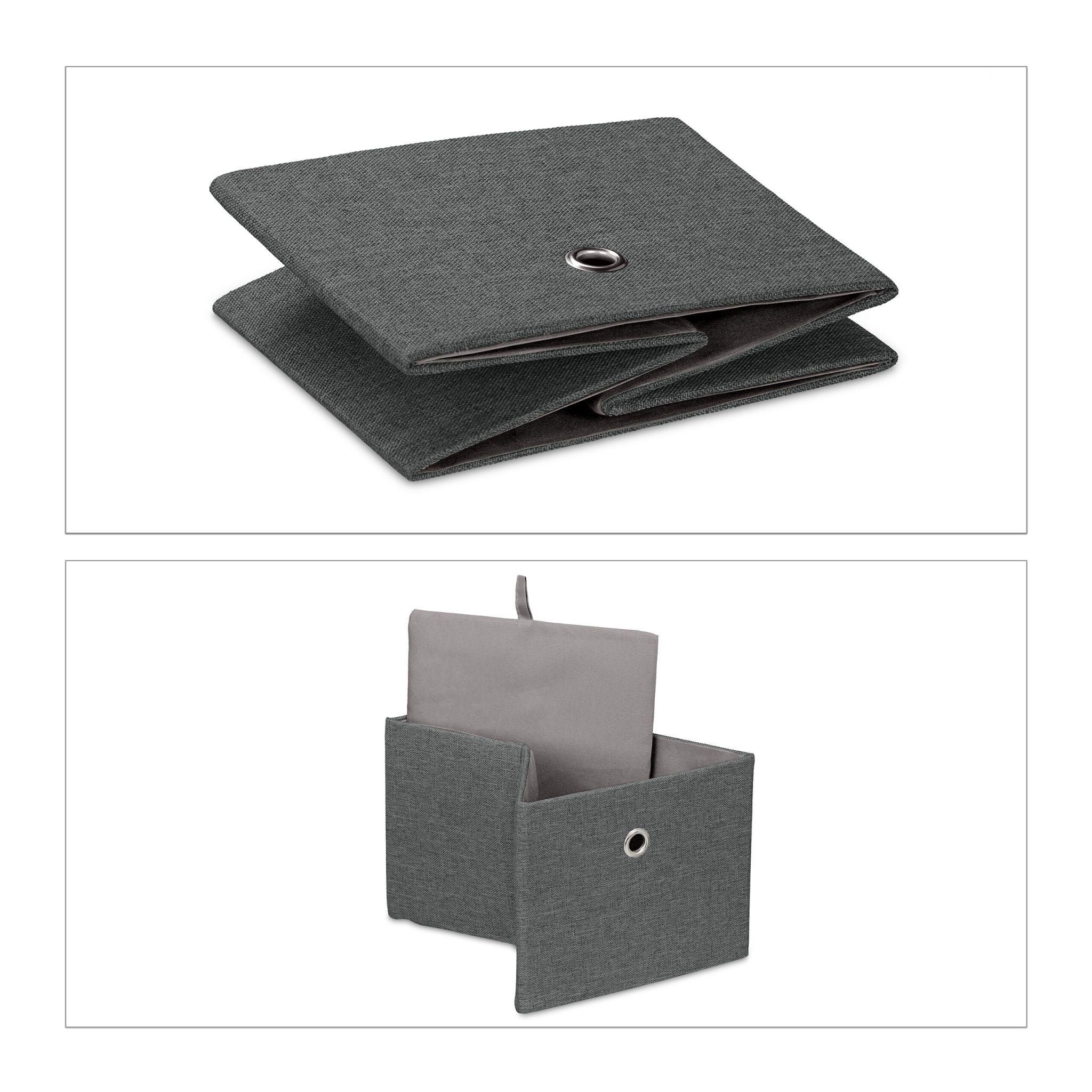 Aufbewahrungsbox 2er-Set Anthrazit-Silber von Relaxdays