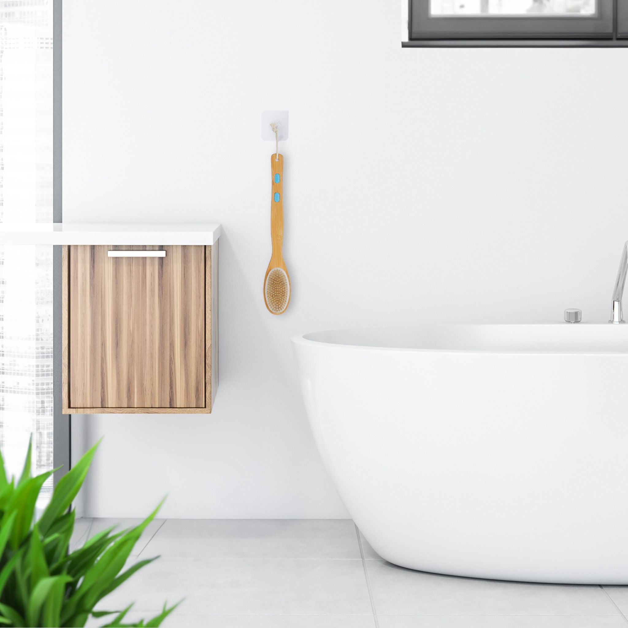 Rückenbürste doppelseitig Weiss-Blau-Hellbraun von Relaxdays