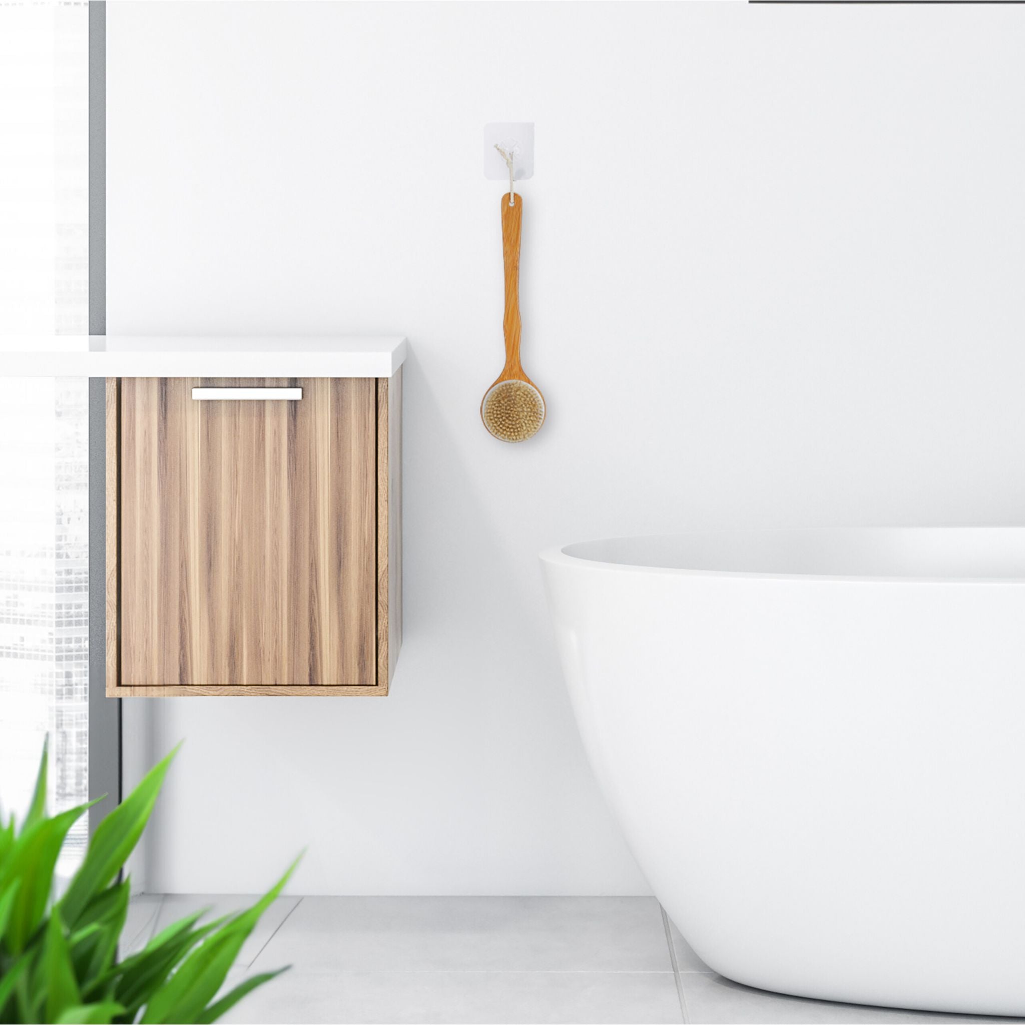 Rückenbürste Bambus Weiss-Creme-Hellbraun von Relaxdays
