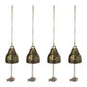 Windspiel Glocken 4er-Set Feng Shui Beige-Gold von Relaxdays