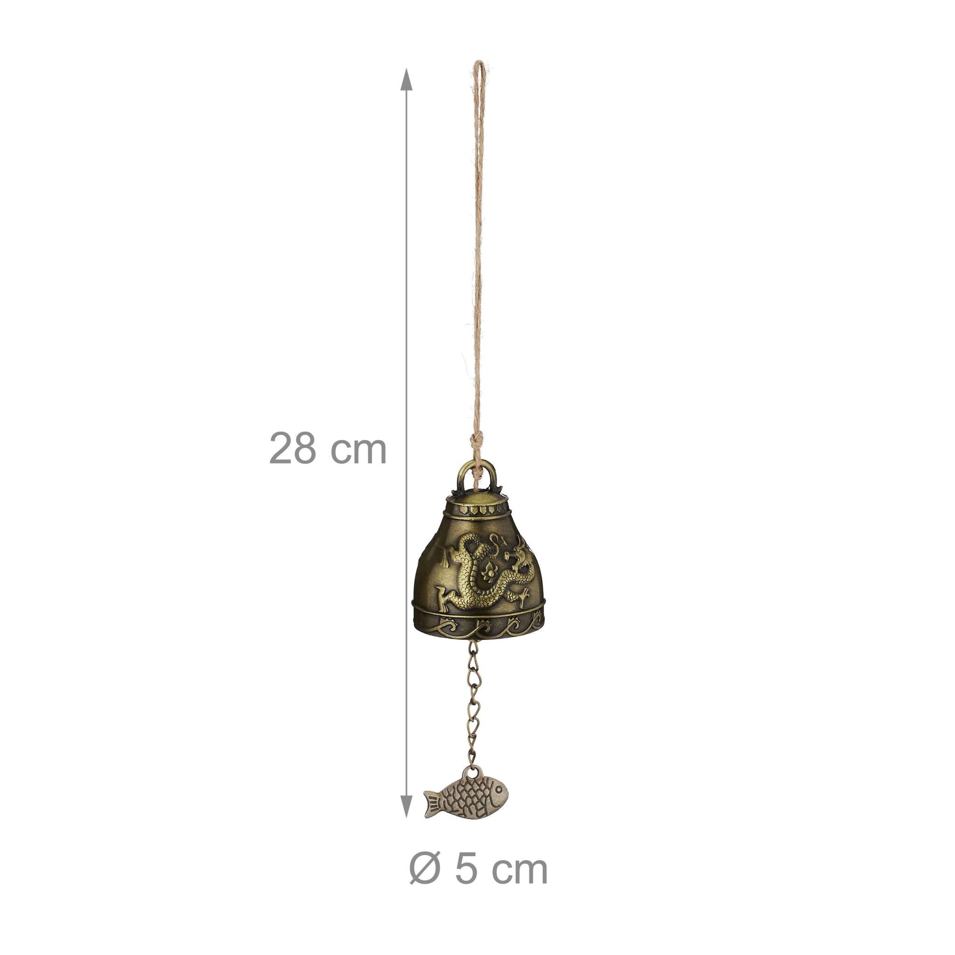 Windspiel Glocken 4er-Set Feng Shui Beige-Gold von Relaxdays