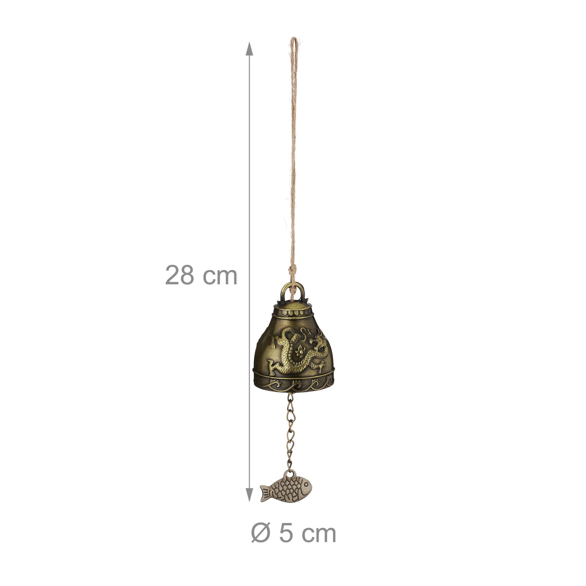 Windspiel Glocken 4er-Set Feng Shui Beige-Gold von Relaxdays