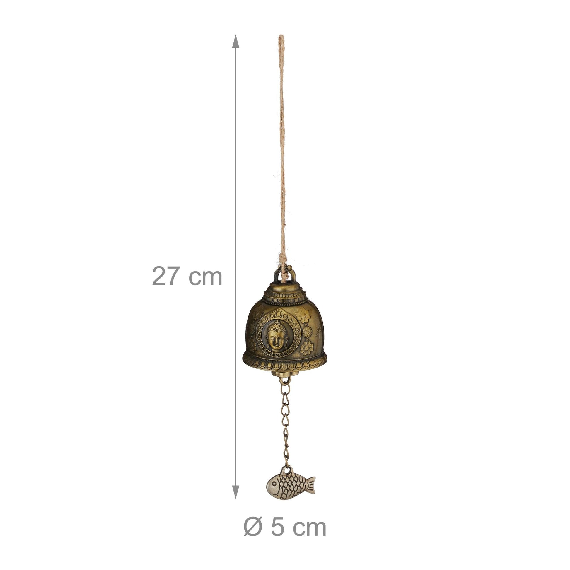 Windspiel Glocken 4er-Set Feng Shui Beige-Gold von Relaxdays