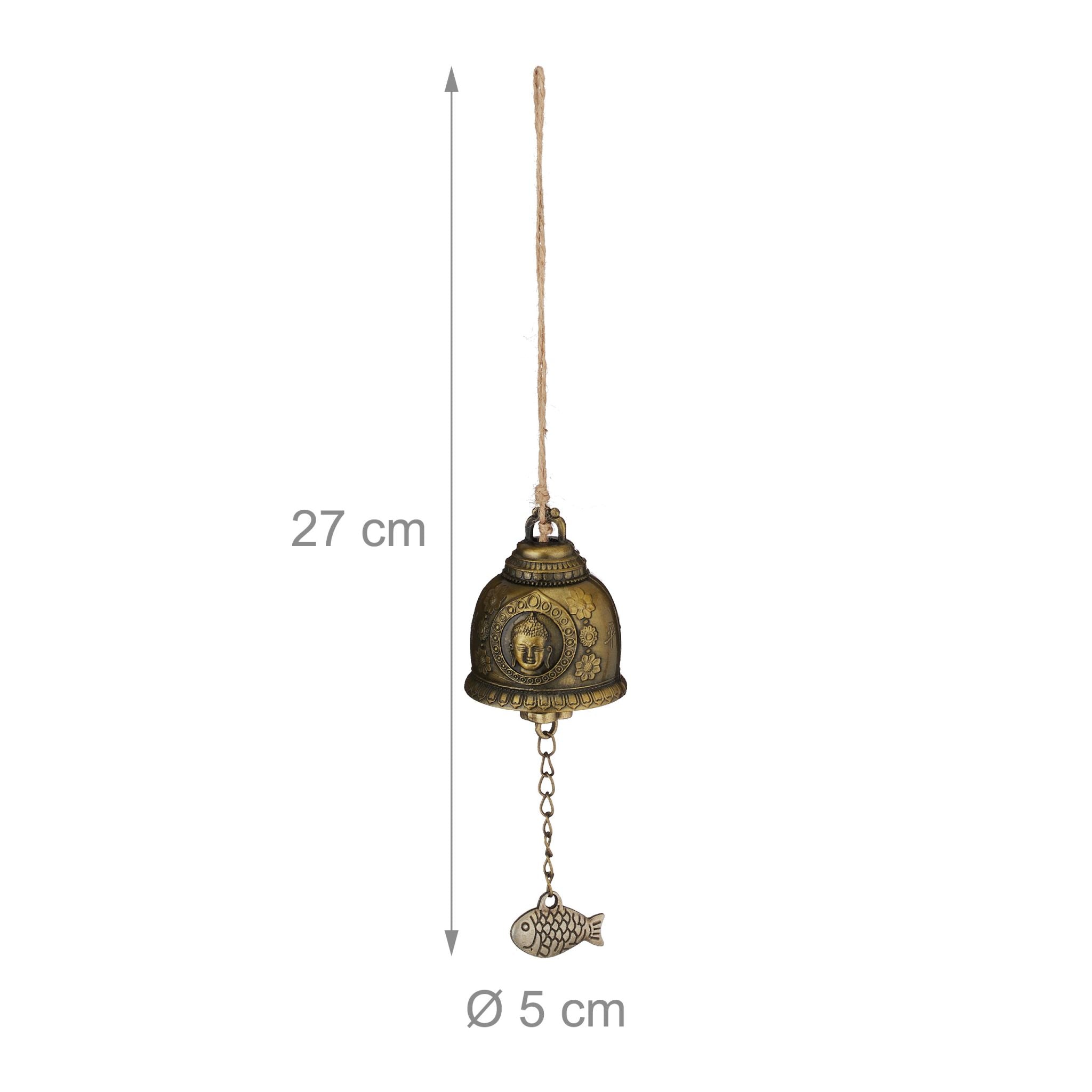 Windspiel Glocken 4er-Set Feng Shui Beige-Gold von Relaxdays