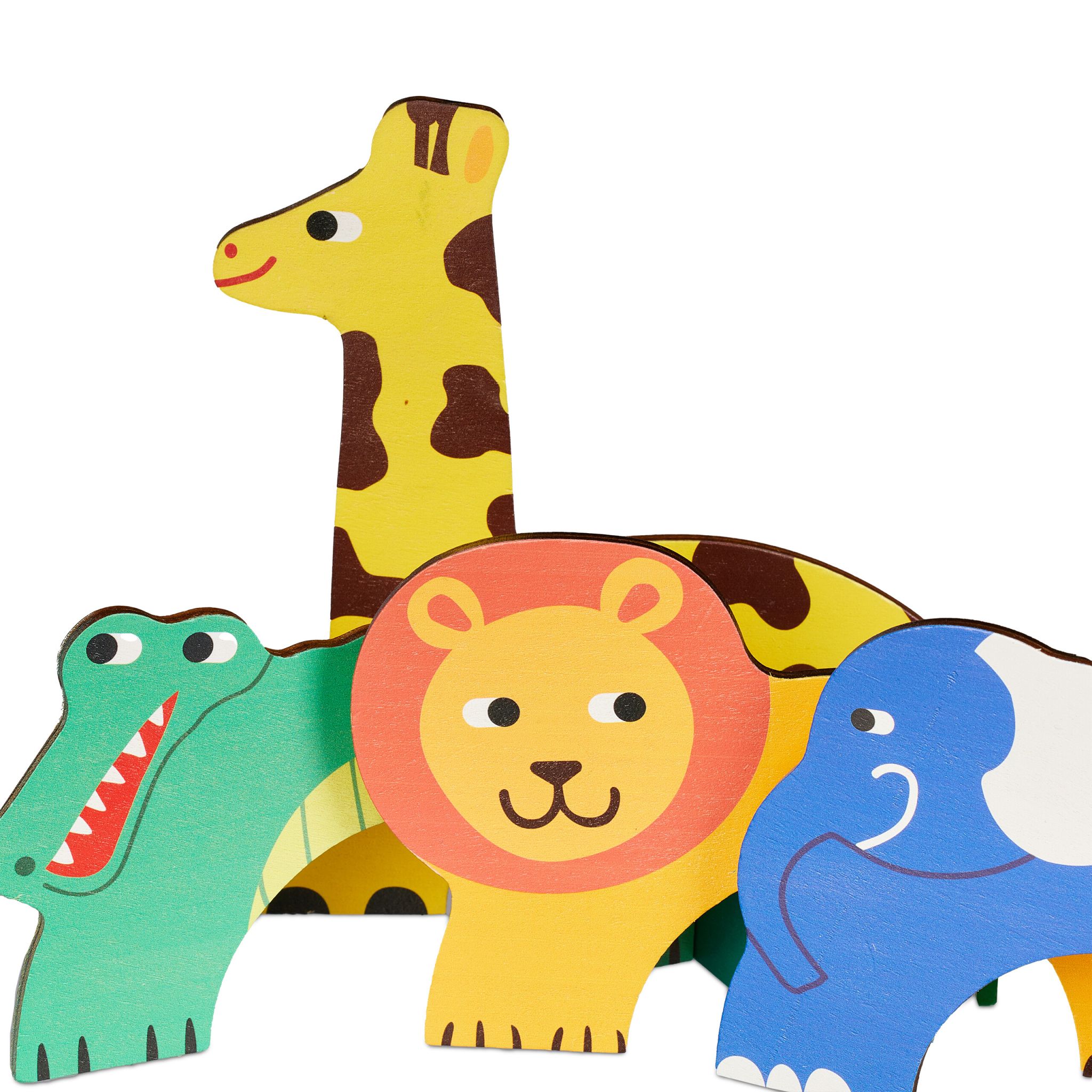 Krocket Spiel für Kinder Tier-Design Blau-Gelb-Hellbraun von Relaxdays