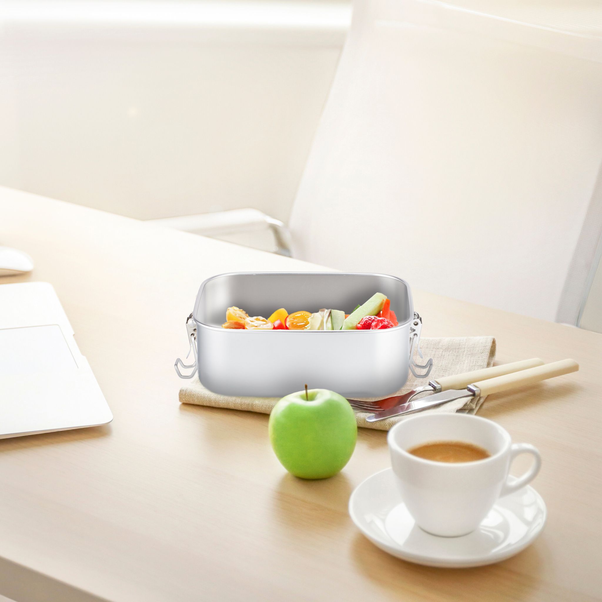 Brotdose Edelstahl Silber von Relaxdays
