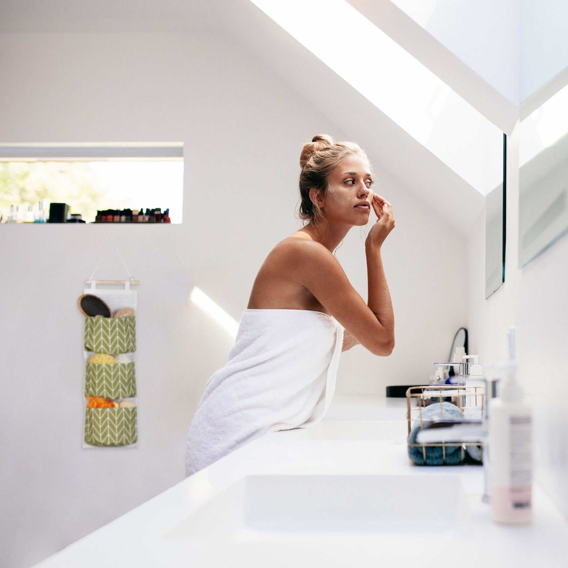 Hängeorganizer Stoff Creme-Hellbraun-Grau von Relaxdays