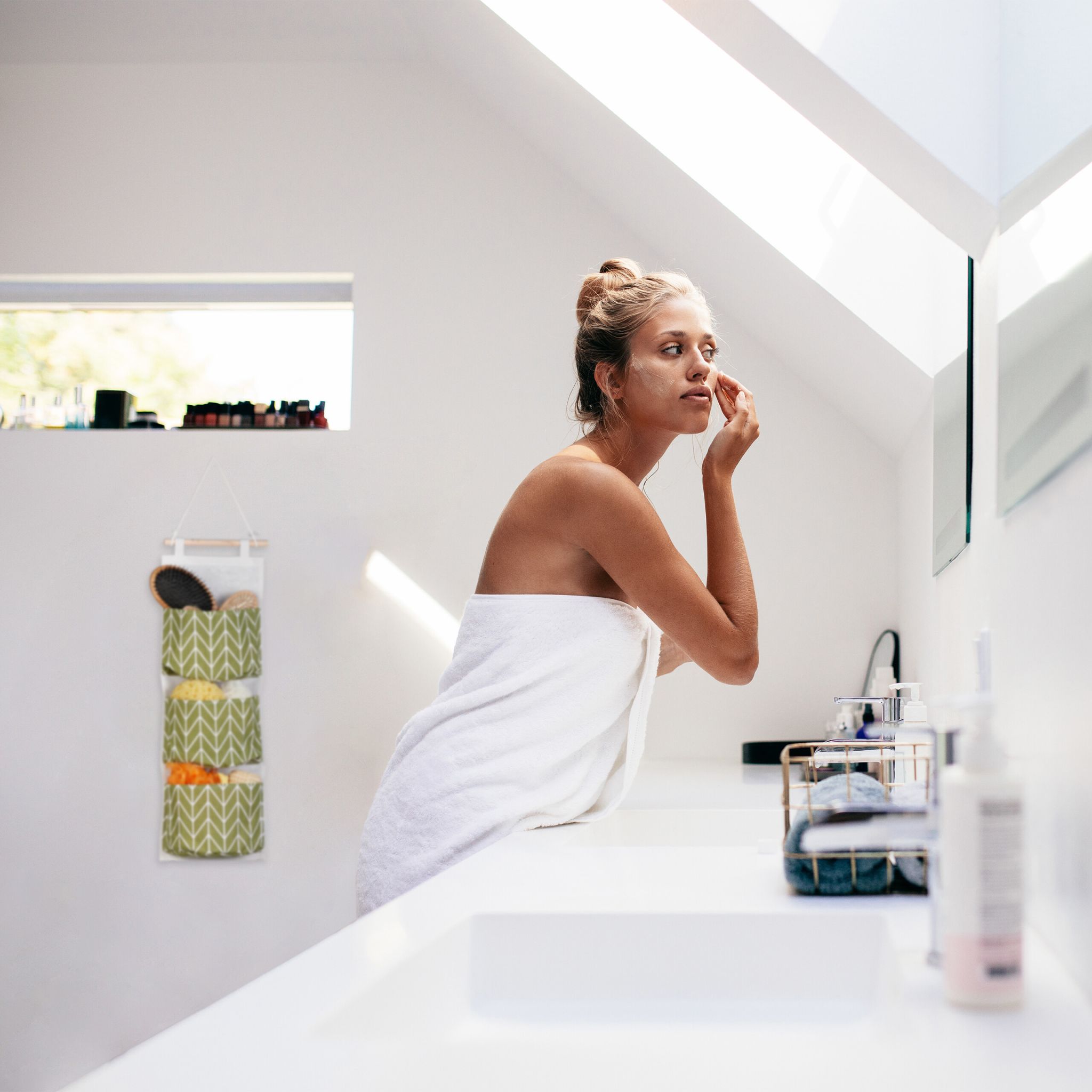 Hängeorganizer Stoff Creme-Hellbraun-Grau von Relaxdays
