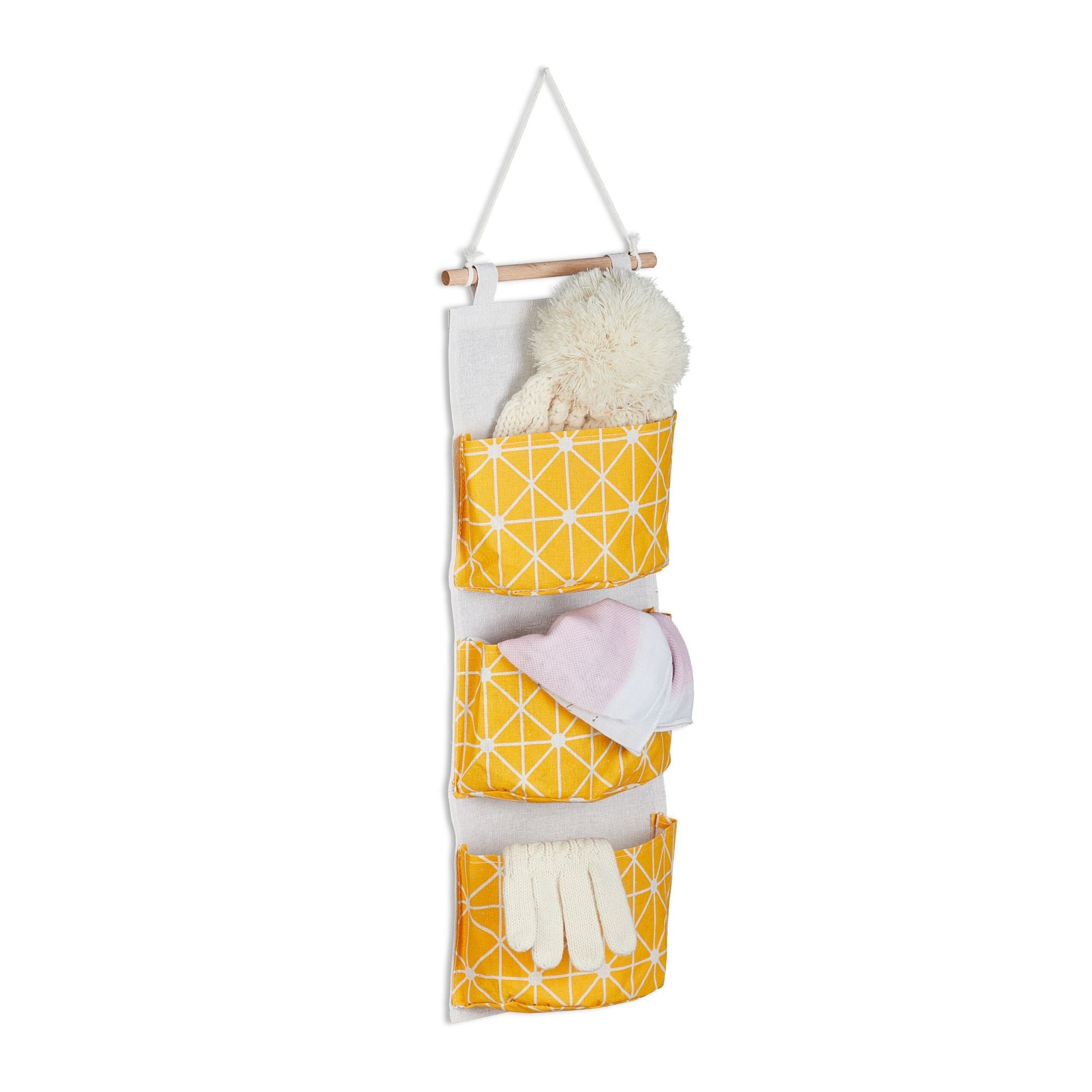 Hängeorganizer Stoff Creme-Gelb-Hellbraun von Relaxdays