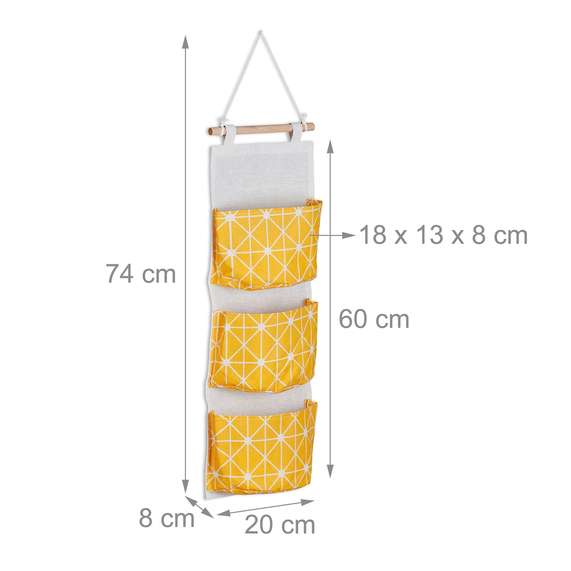 Hängeorganizer Stoff Creme-Gelb-Hellbraun von Relaxdays
