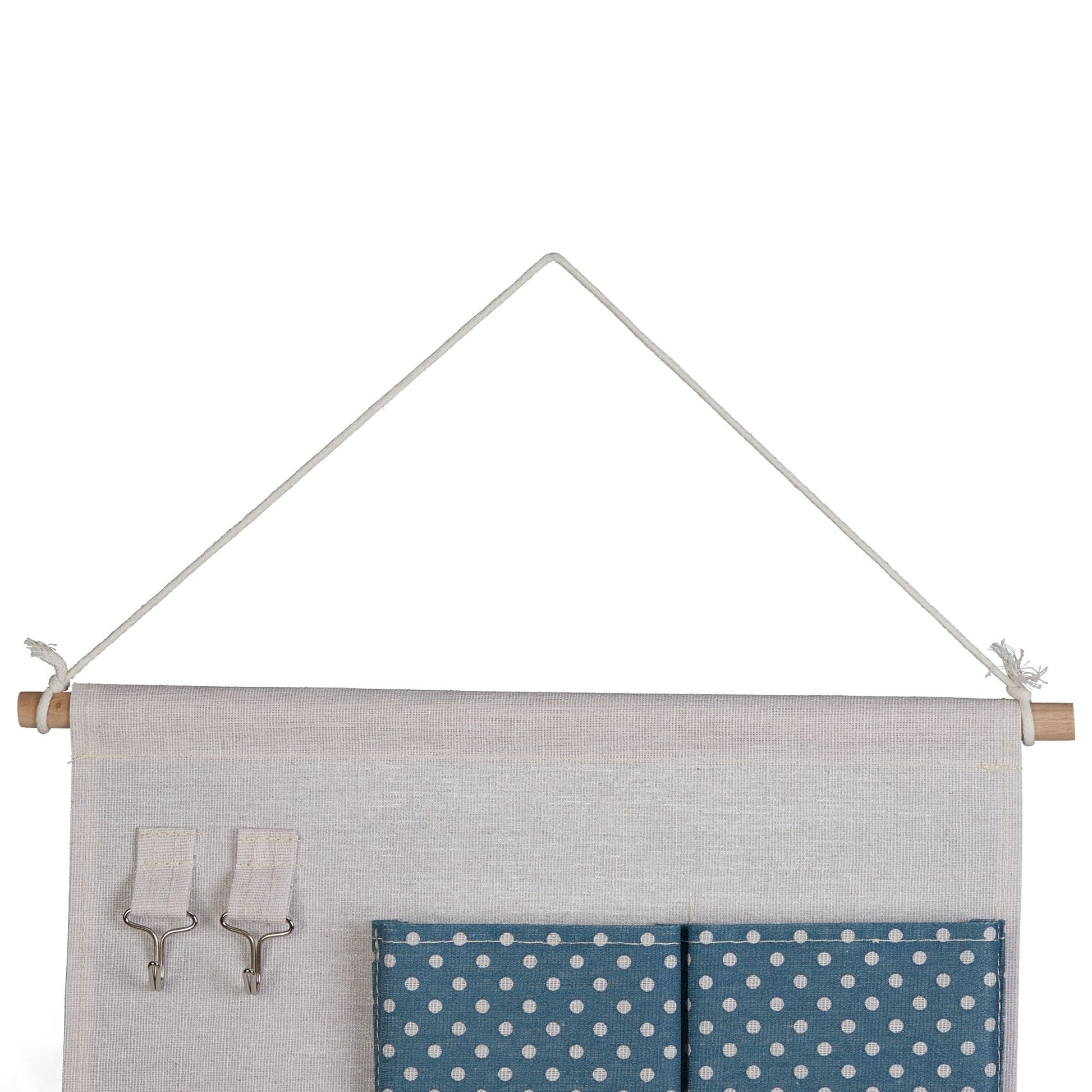 Hängeorganizer Stoff Blau-Creme-Hellbraun von Relaxdays
