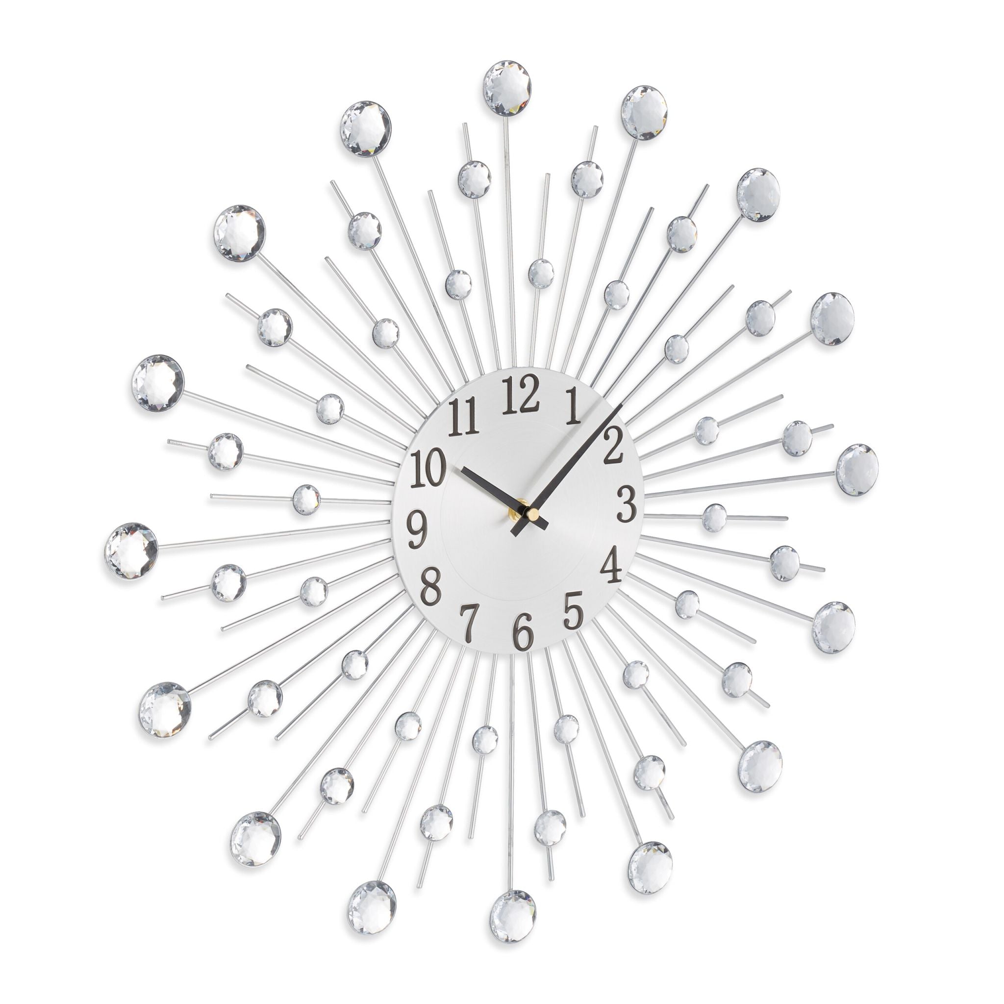 Wanduhr Diamant Ø 50cm Schwarz-Silber von Relaxdays