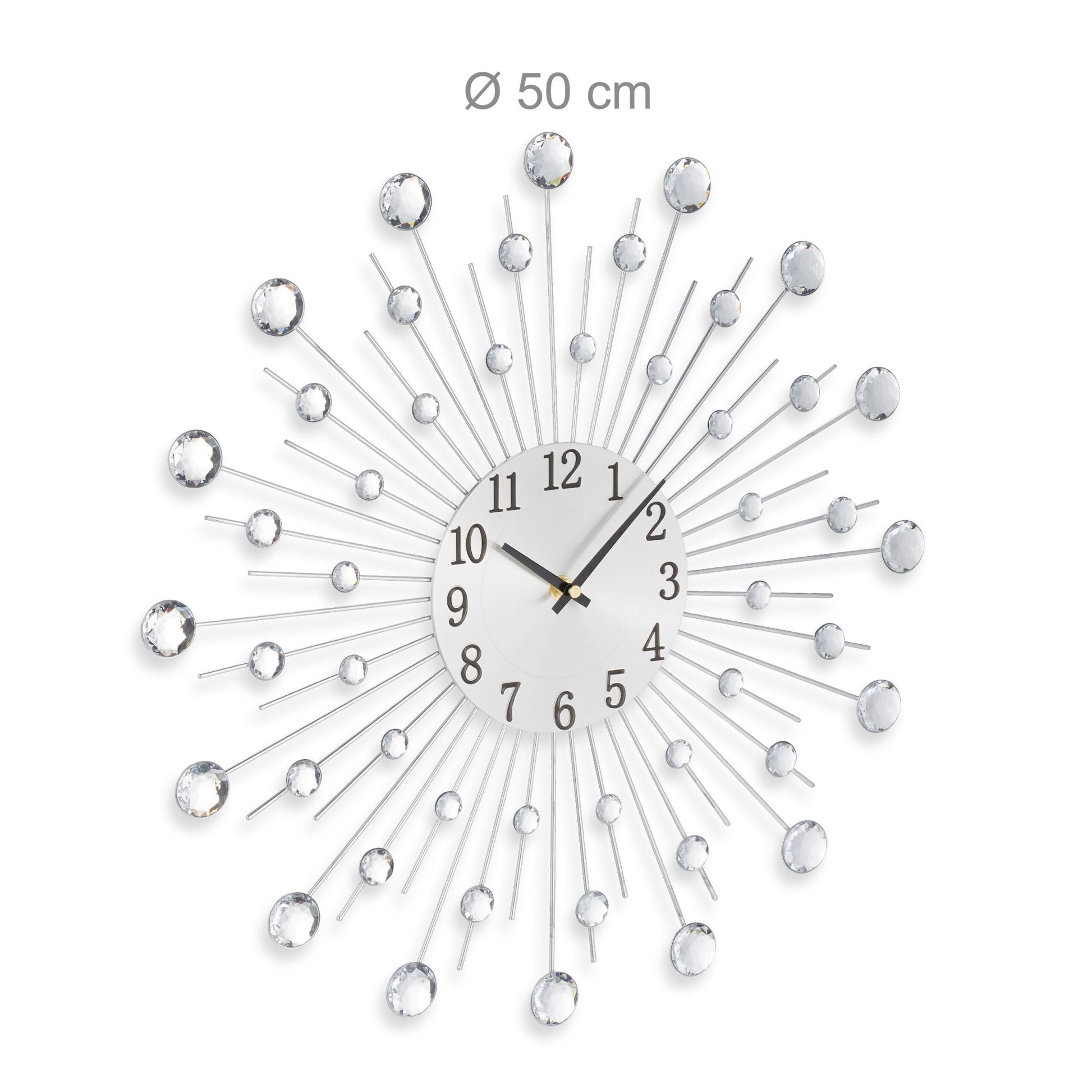 Wanduhr Diamant Ø 50cm Schwarz-Silber von Relaxdays