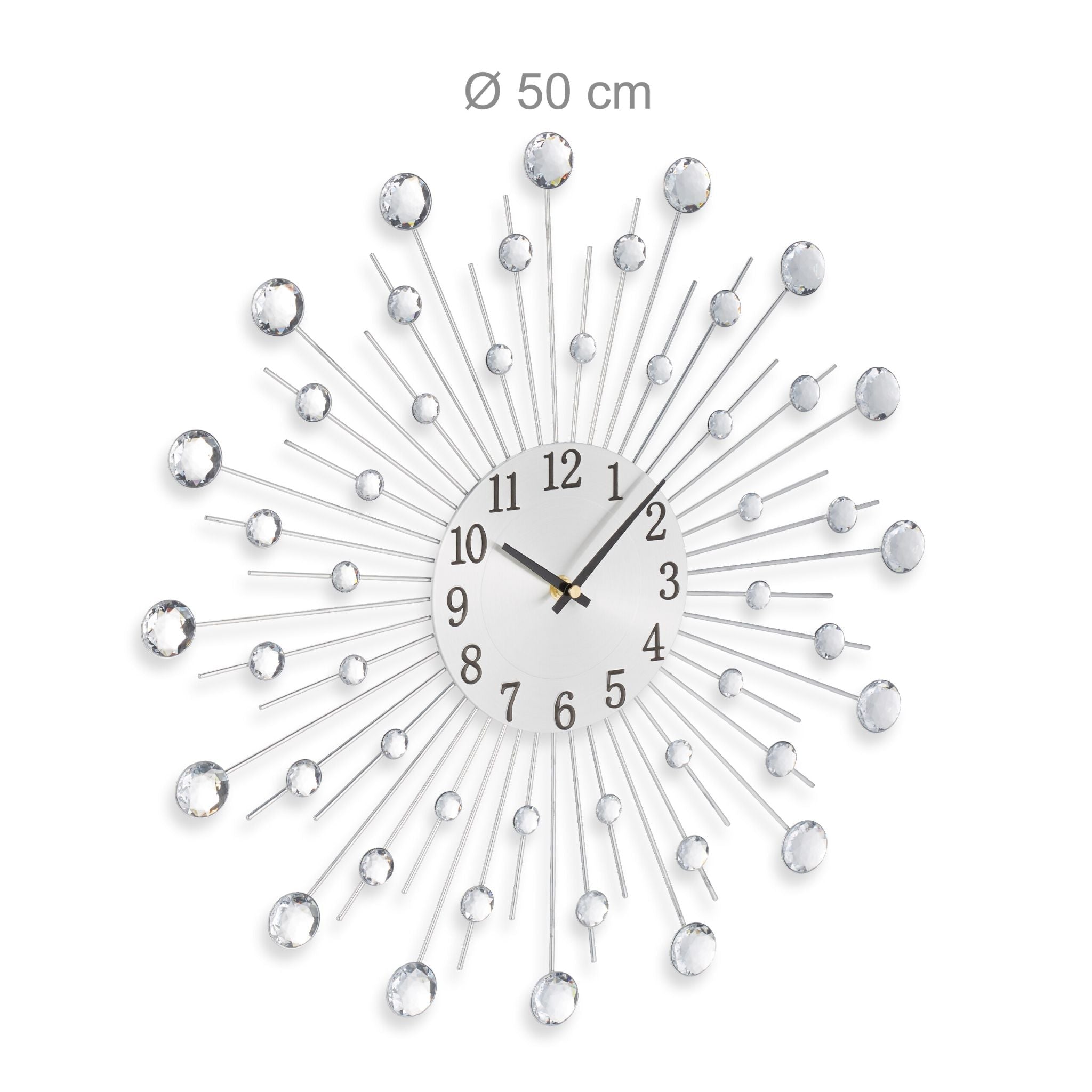 Wanduhr Diamant Ø 50cm Schwarz-Silber von Relaxdays