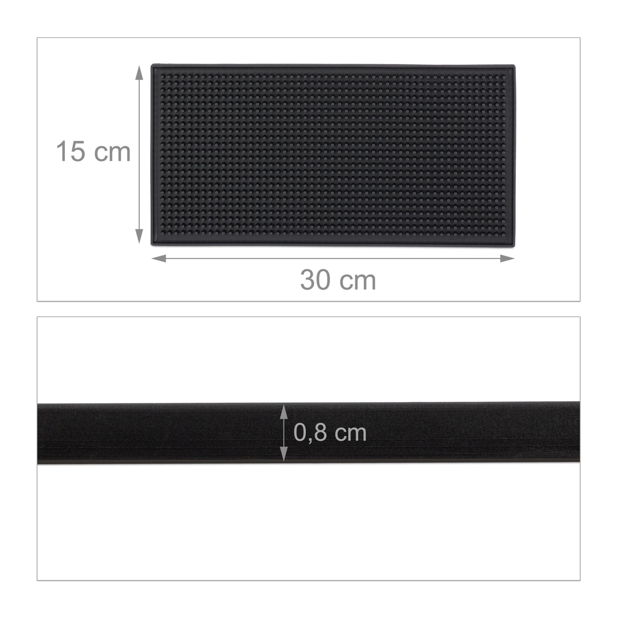 Barmatte 30x15cm 2er-Set Schwarz von Relaxdays