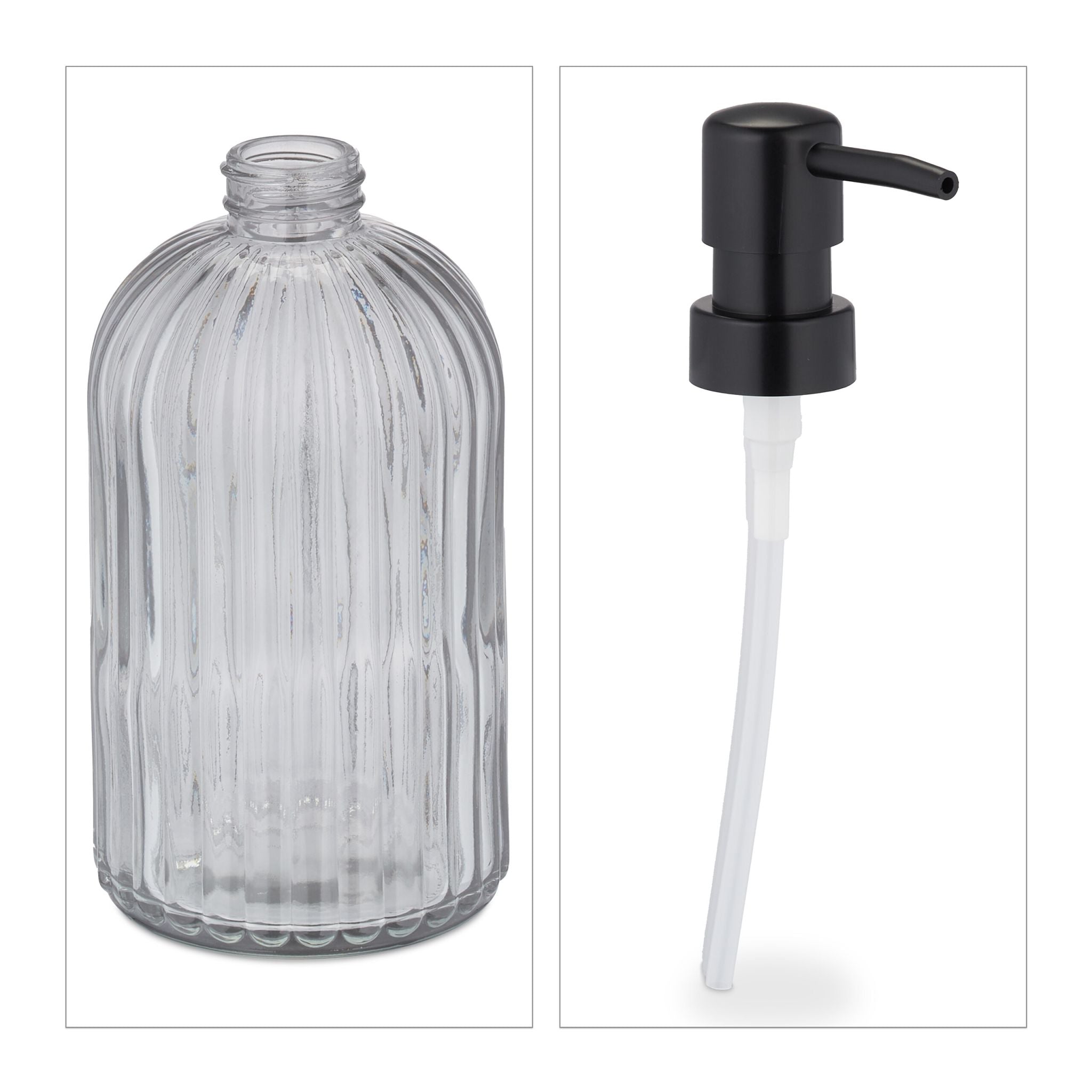 Glas Seifenspender 3er-Set Schwarz von Relaxdays