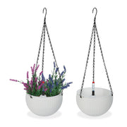 Blumenampel mit Wasserspeicher 2er-Set Weiss-Schwarz von Relaxdays