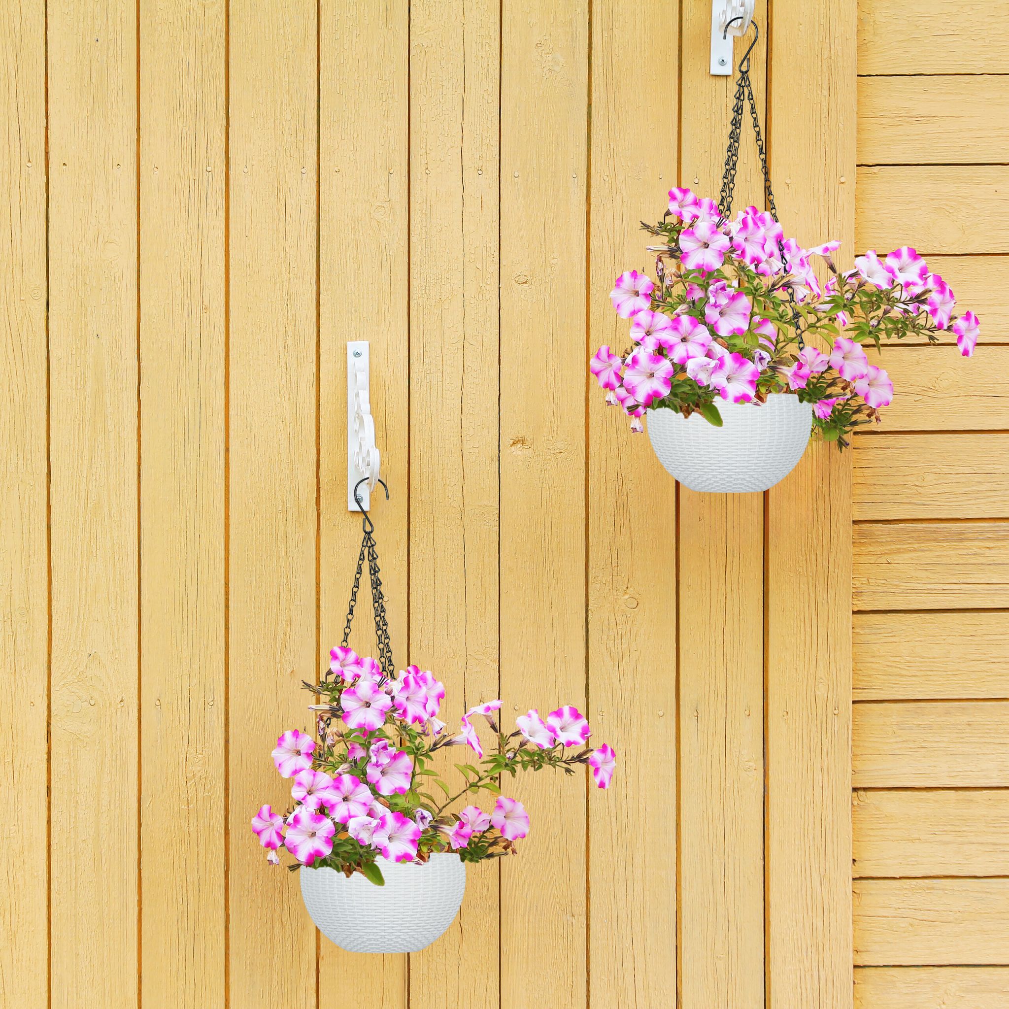 Blumenampel mit Wasserspeicher 2er-Set Weiss-Schwarz von Relaxdays