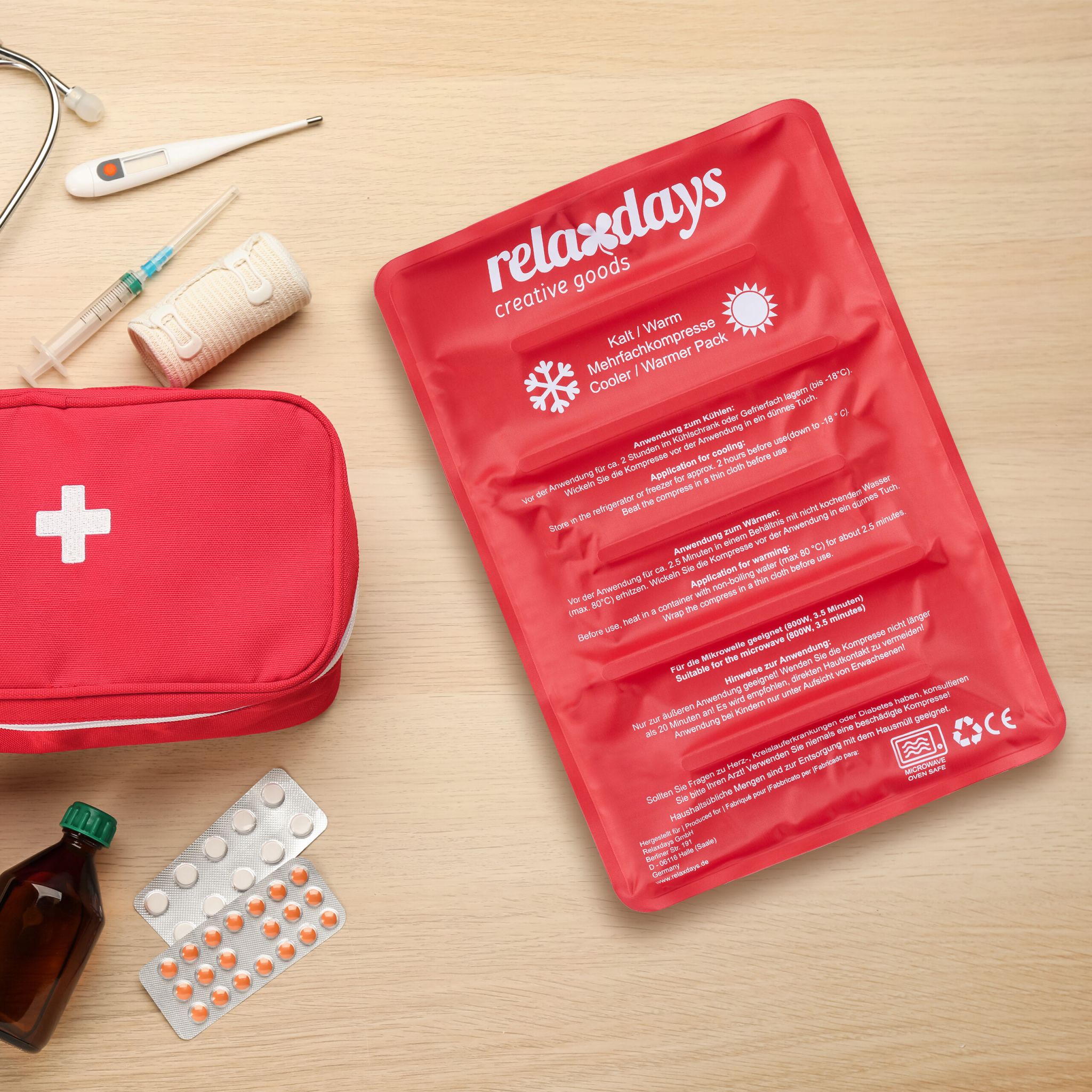 Grosses Kühlpad Weiss-Rot von Relaxdays