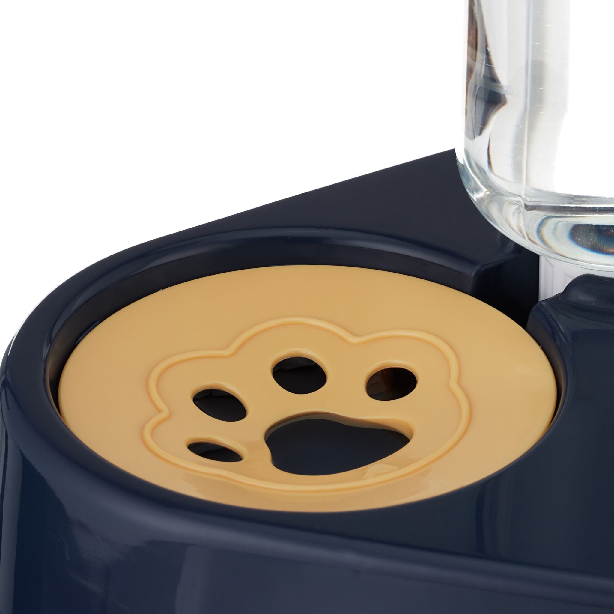 Doppelnapf mit Wasserspender Dunkelblau-Gelb-Silber von Relaxdays