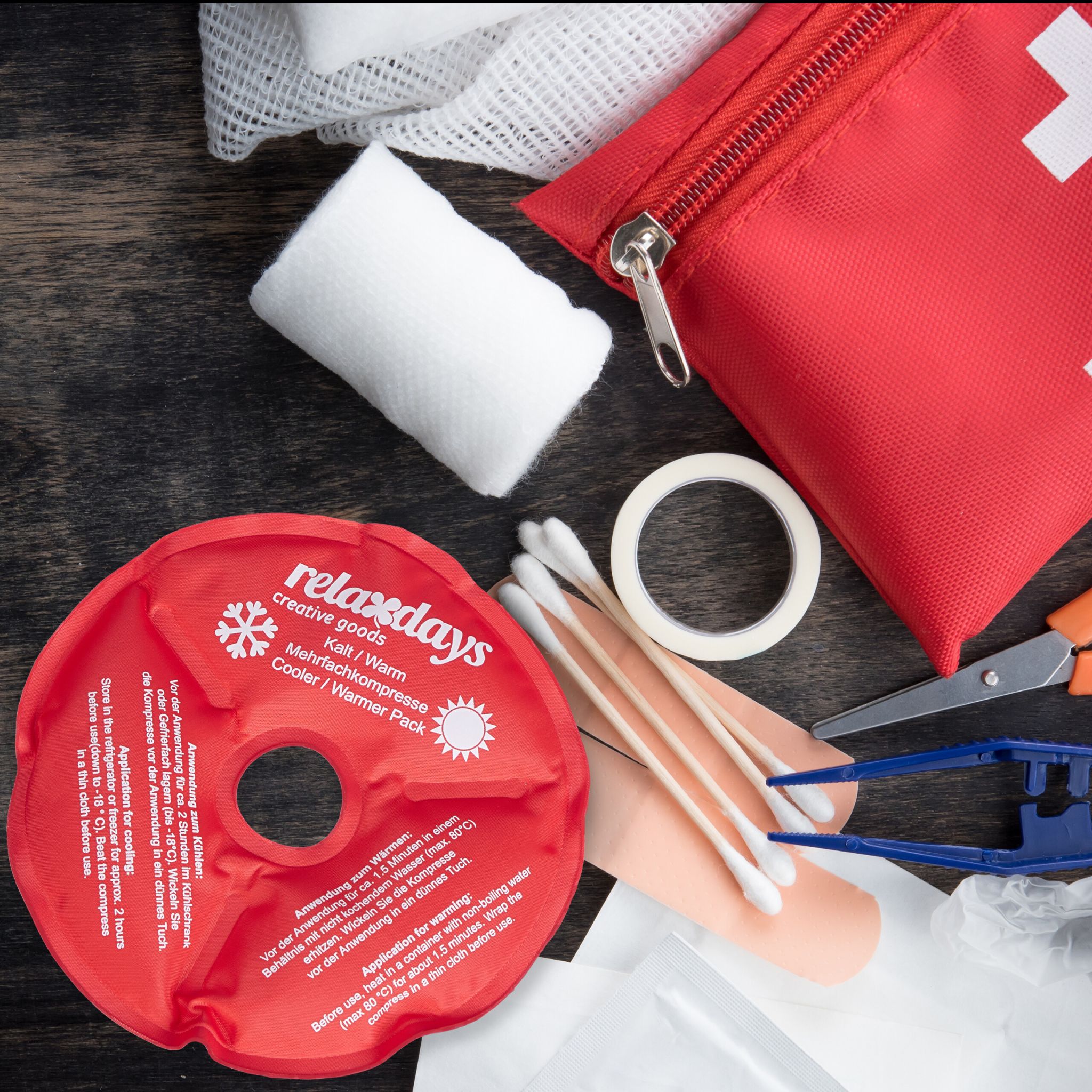 Knie Kühlpads 4er-Set Weiss-Rot von Relaxdays