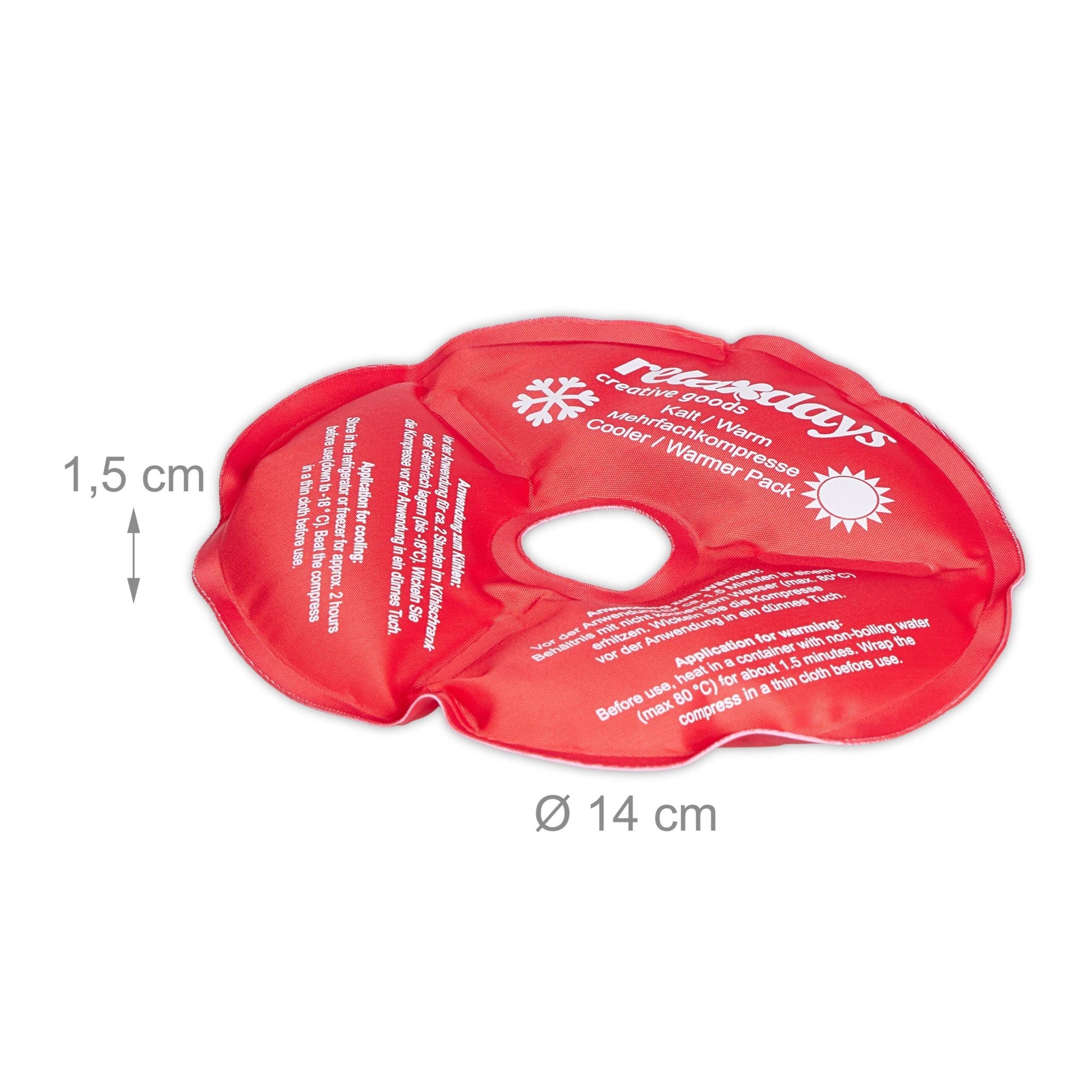 Knie Kühlpads 4er-Set Weiss-Rot von Relaxdays