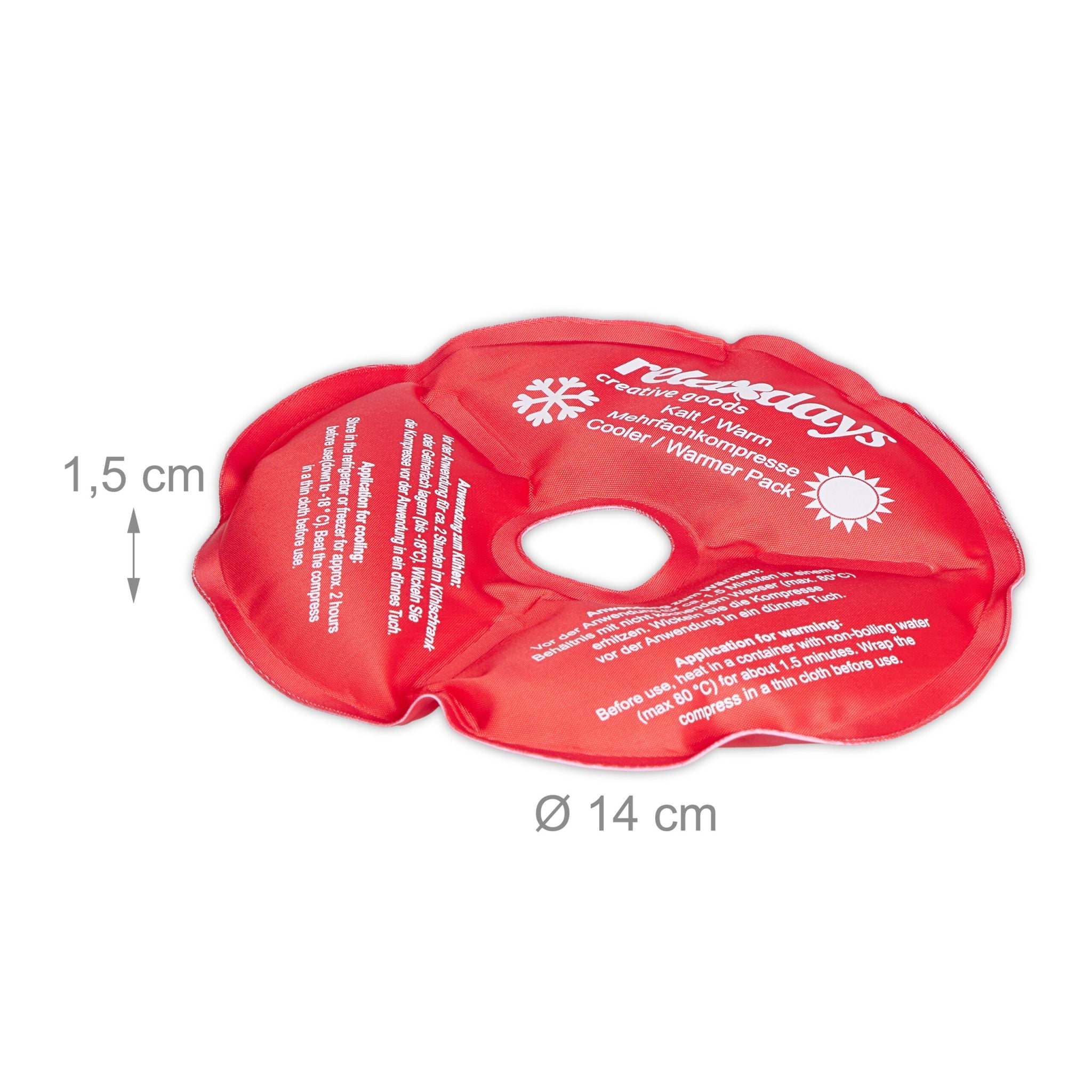 Knie Kühlpads 4er-Set Weiss-Rot von Relaxdays