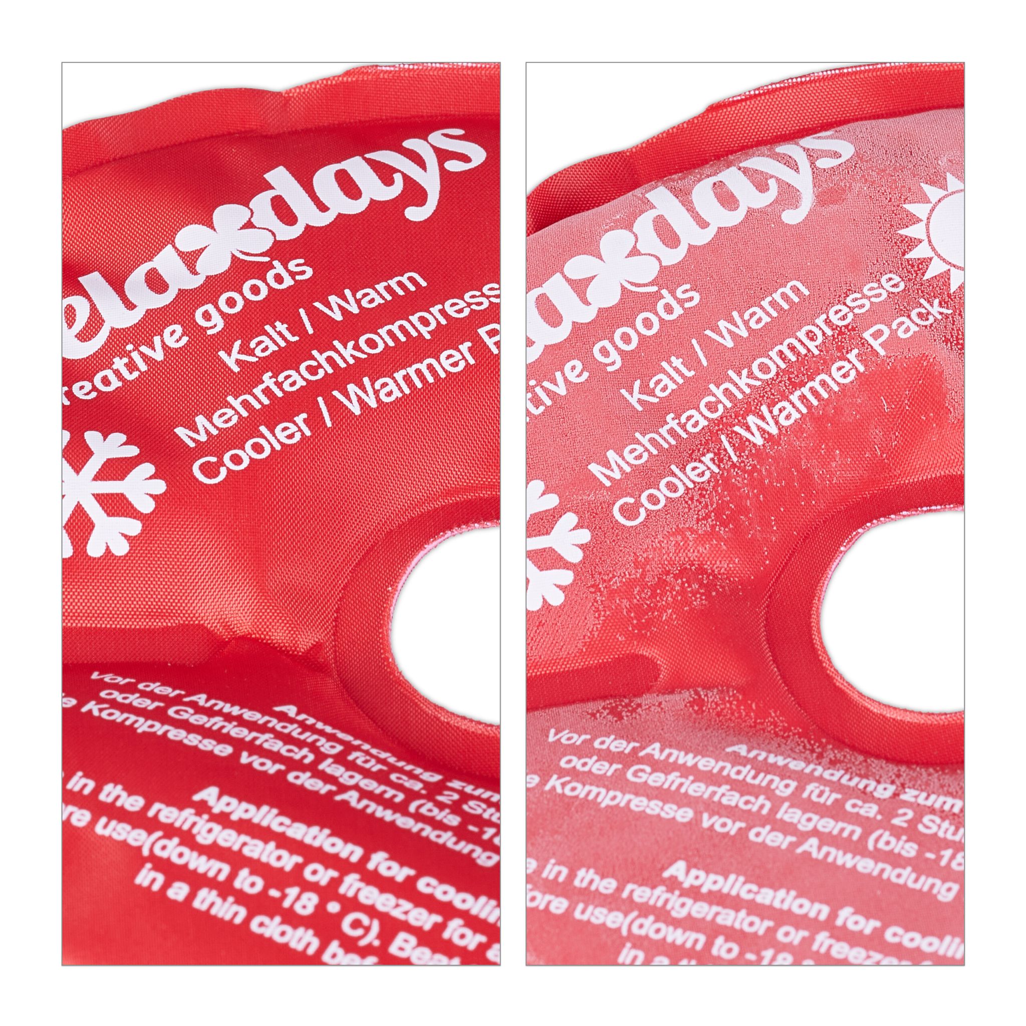 Knie Kühlpads 4er-Set Weiss-Rot von Relaxdays