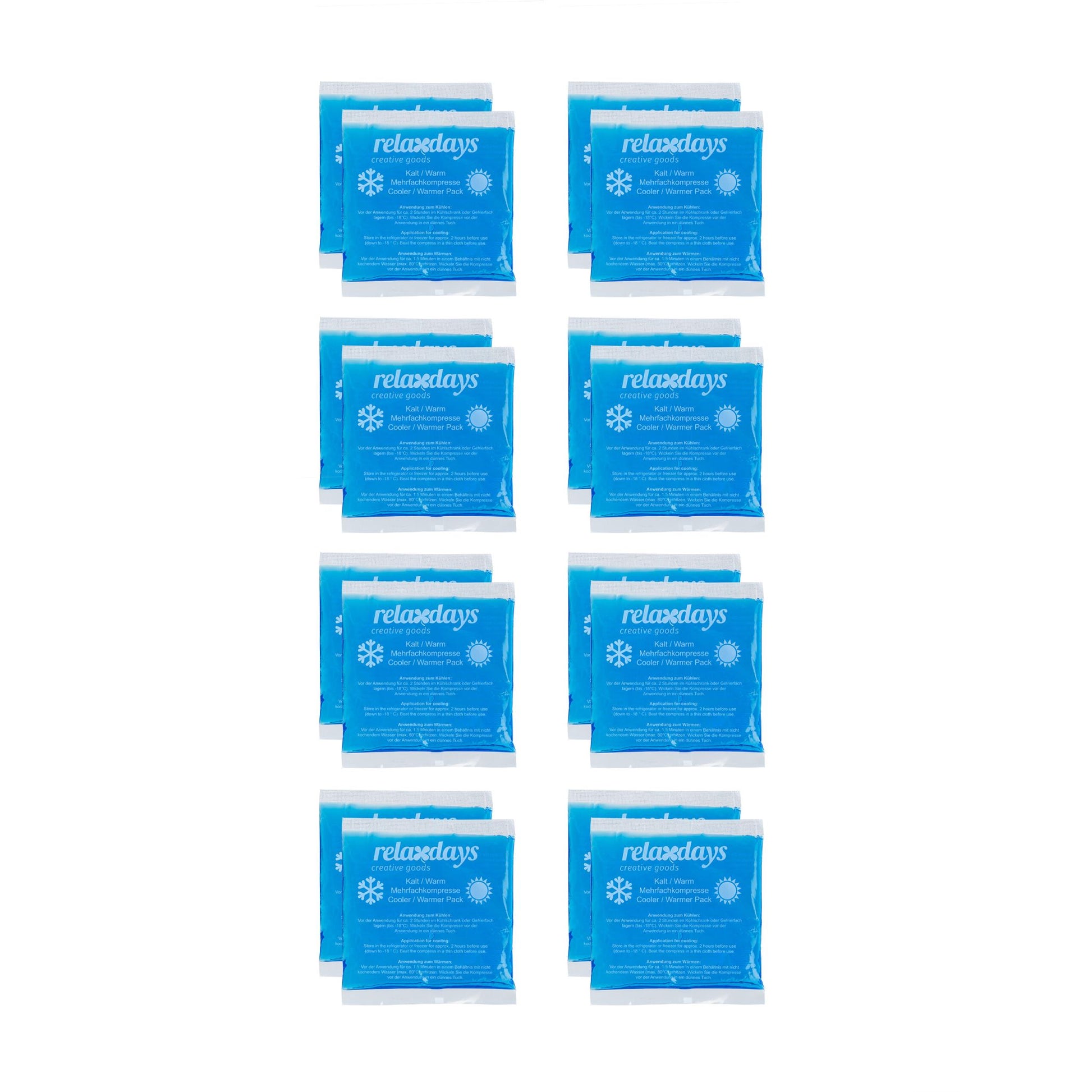 Kühlpads rechteckig 16er-Set Weiss-Blau von Relaxdays