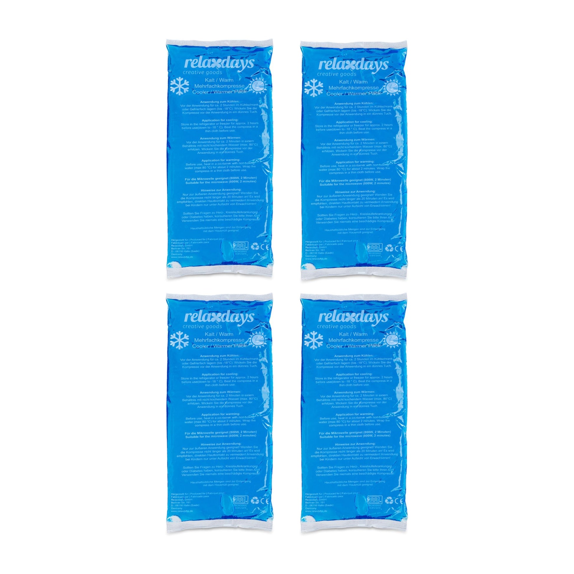 Kühlpads rechteckig 4er-Set Weiss-Blau von Relaxdays