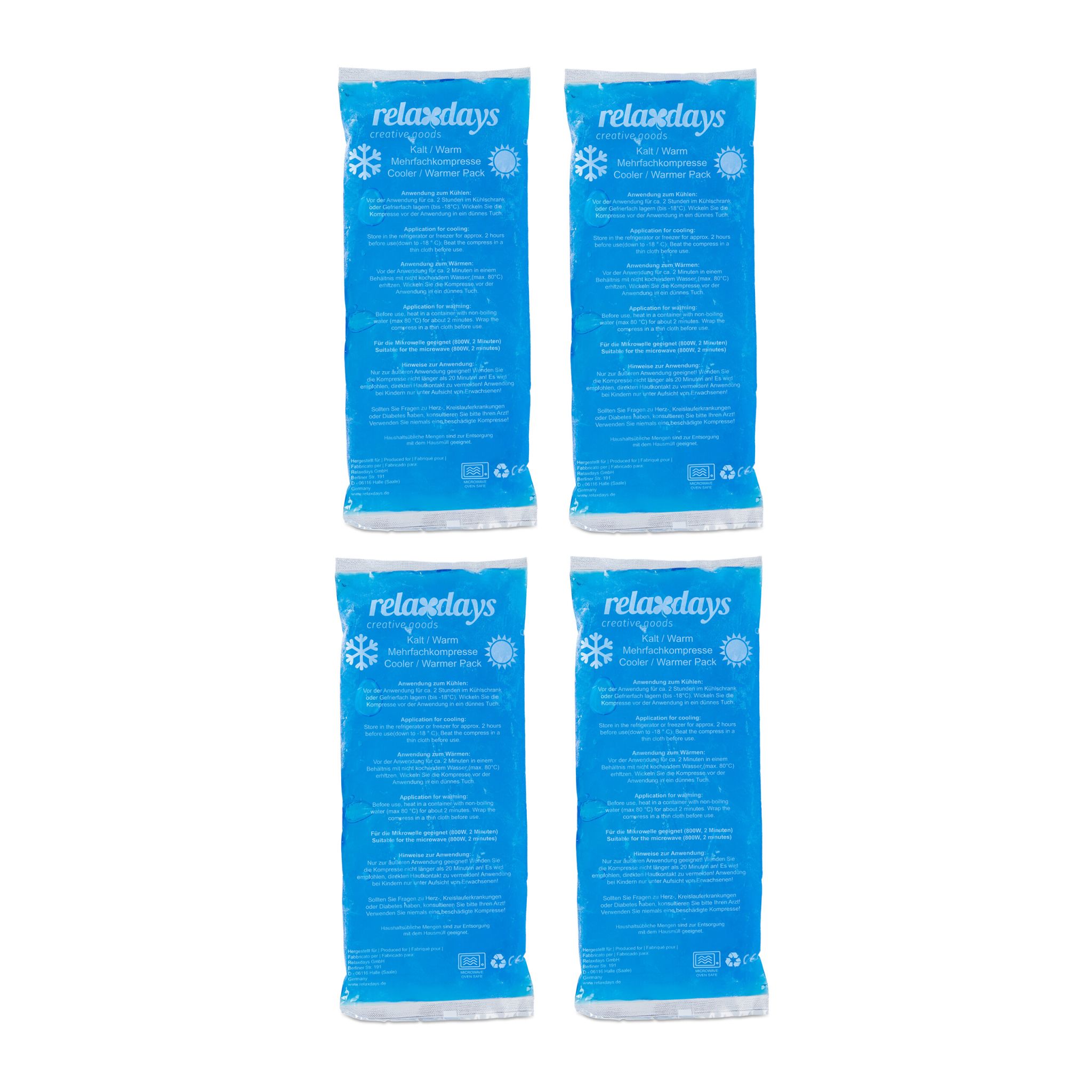 Kühlpads rechteckig 4er-Set Weiss-Blau von Relaxdays