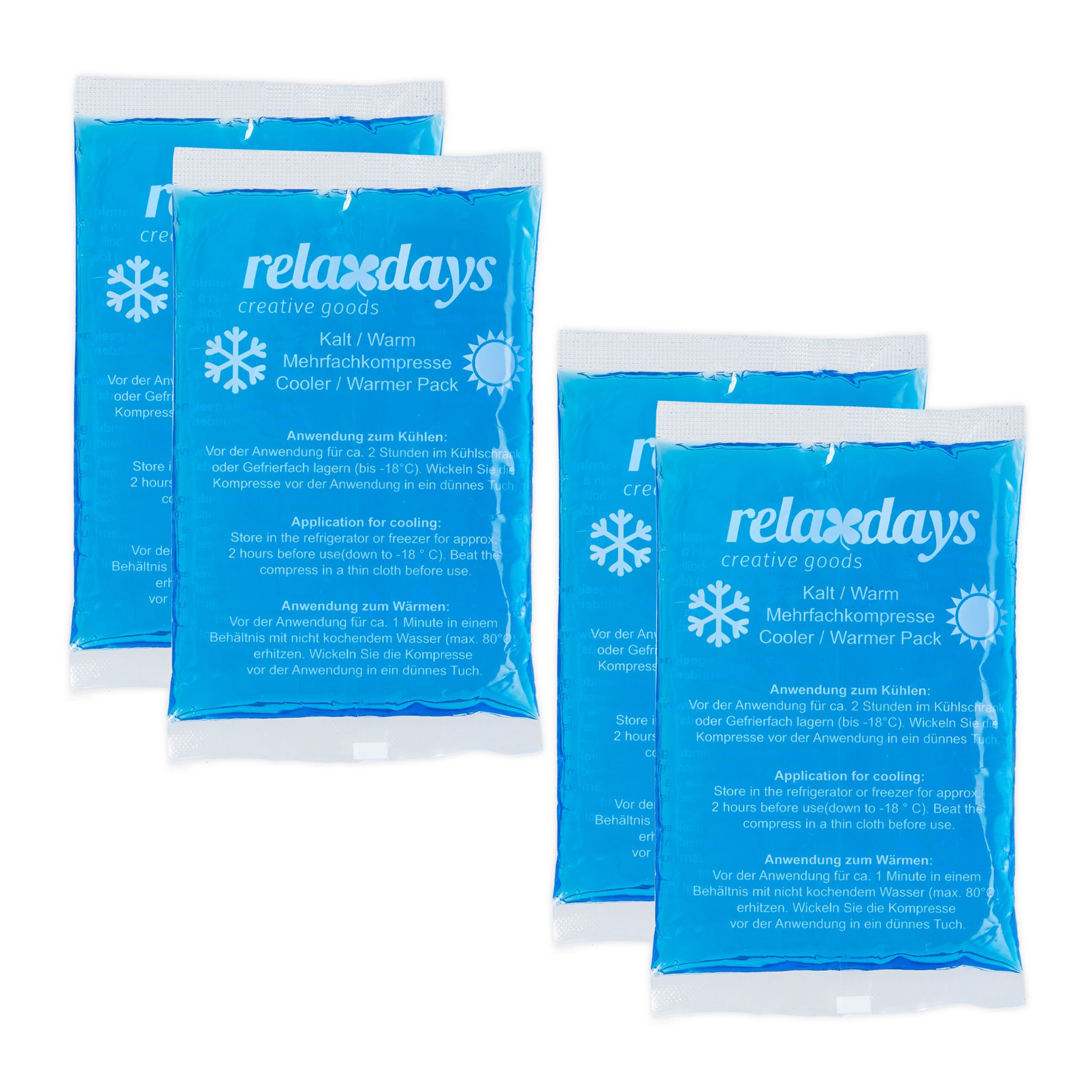 Kühlpads rechteckig 4er-Set Weiss-Blau von Relaxdays
