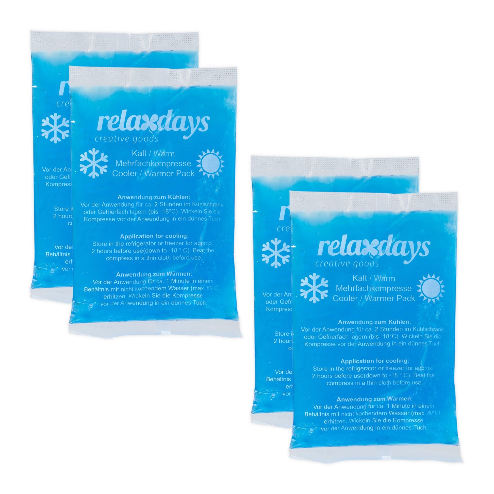 Kühlpads rechteckig 4er-Set Weiss-Blau von Relaxdays
