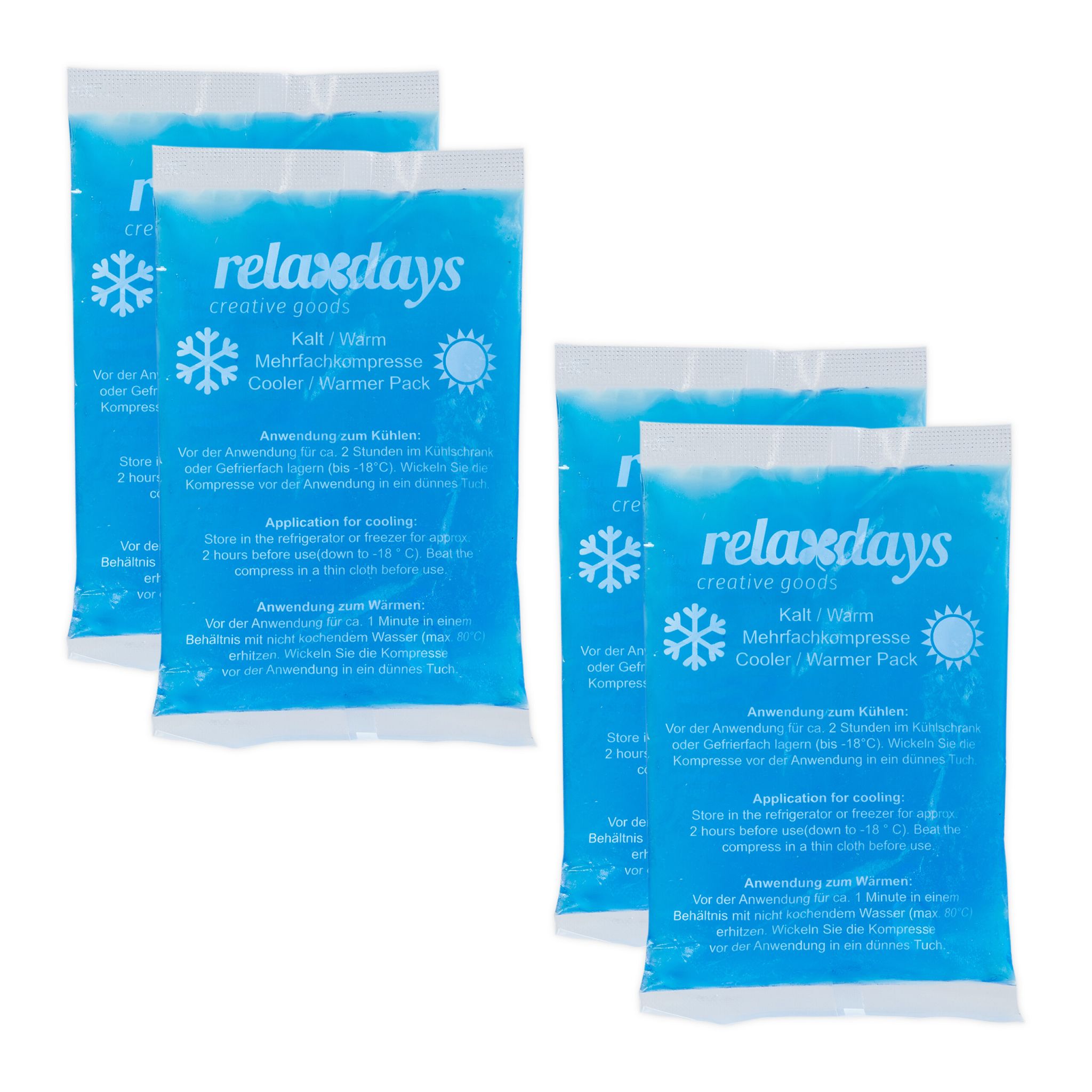 Kühlpads rechteckig 4er-Set Weiss-Blau von Relaxdays