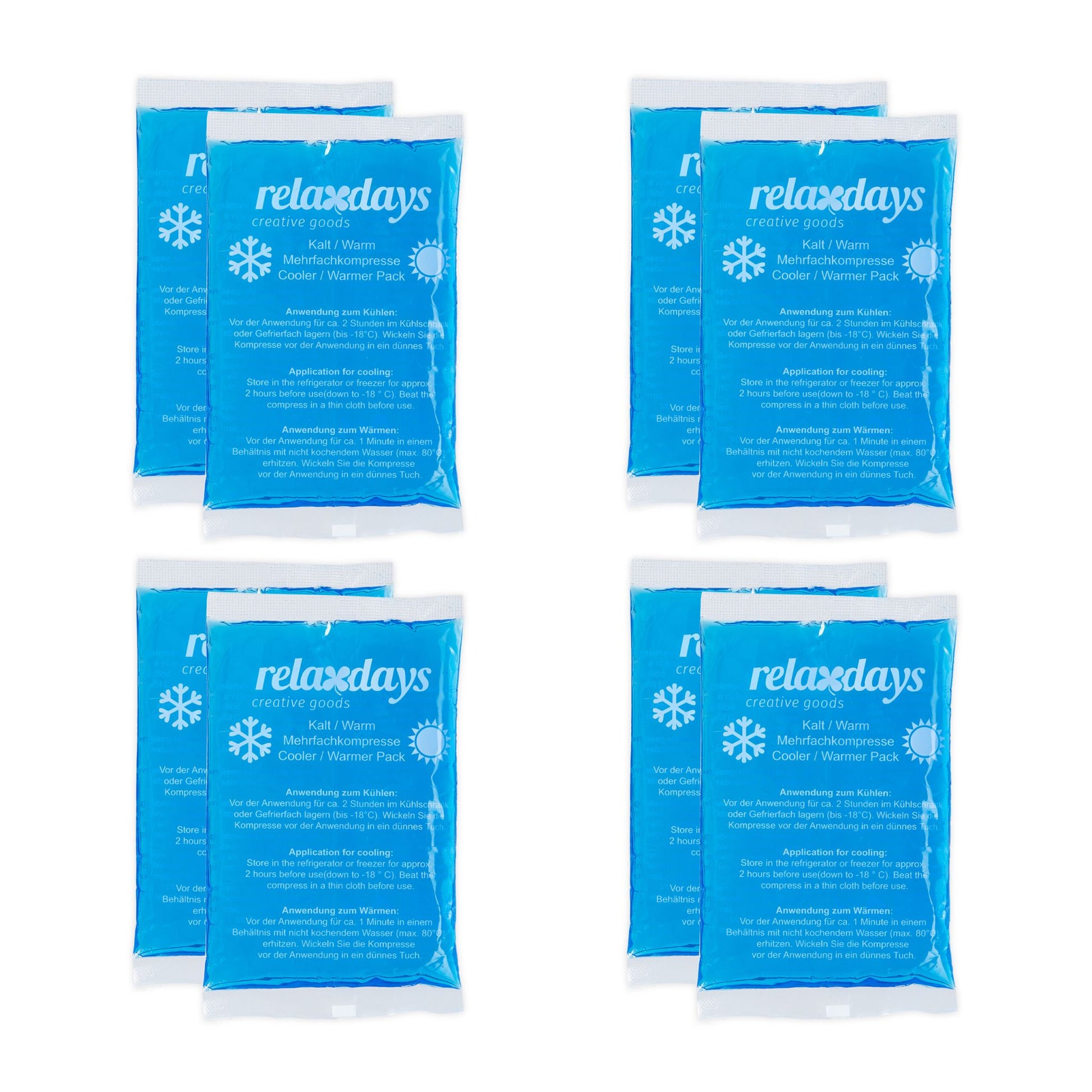 Kühlpads rechteckig 8er-Set Weiss-Blau von Relaxdays