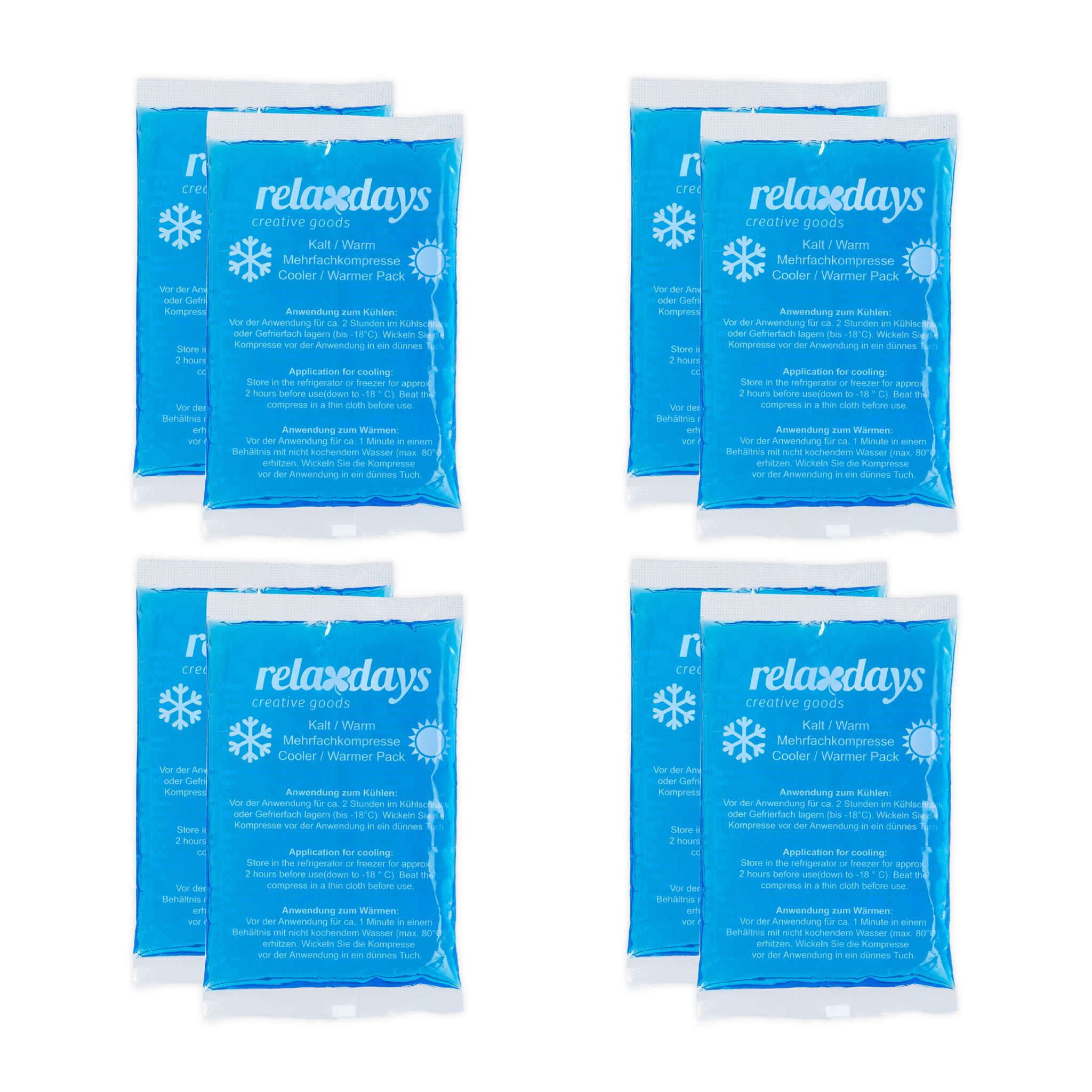 Kühlpads rechteckig 8er-Set Weiss-Blau von Relaxdays