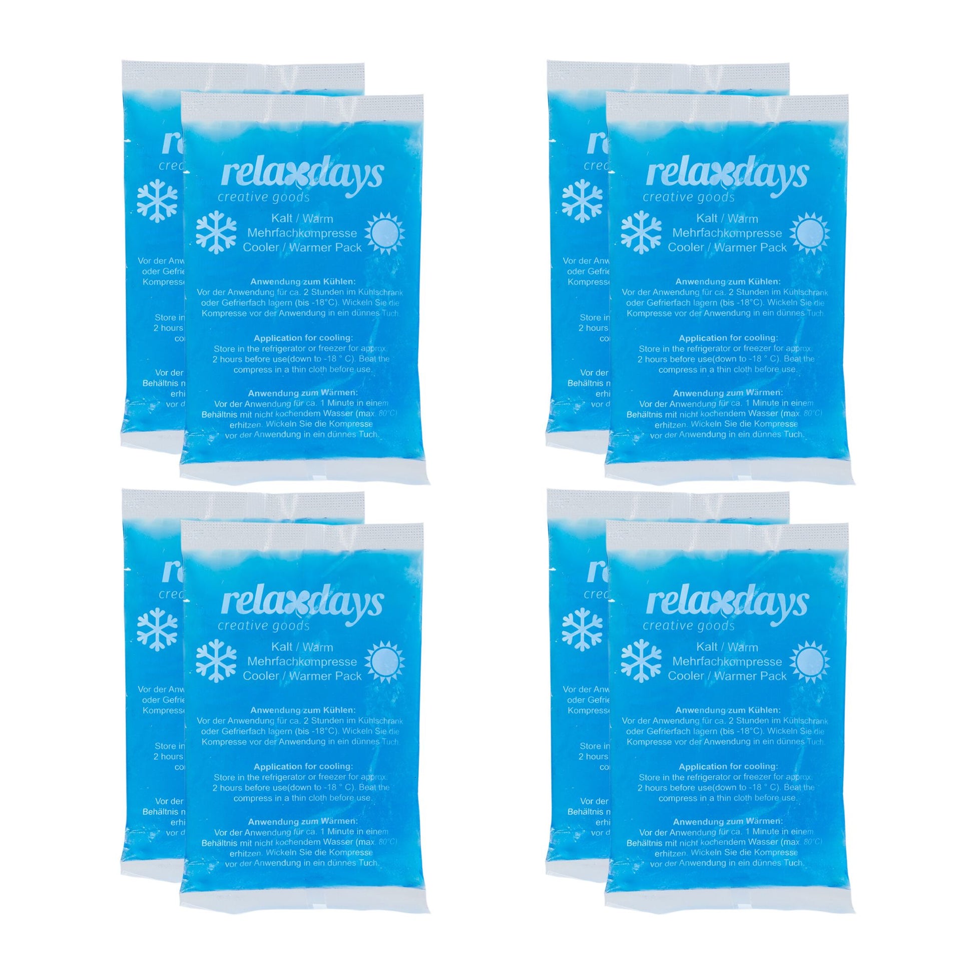 Kühlpads rechteckig 8er-Set Weiss-Blau von Relaxdays