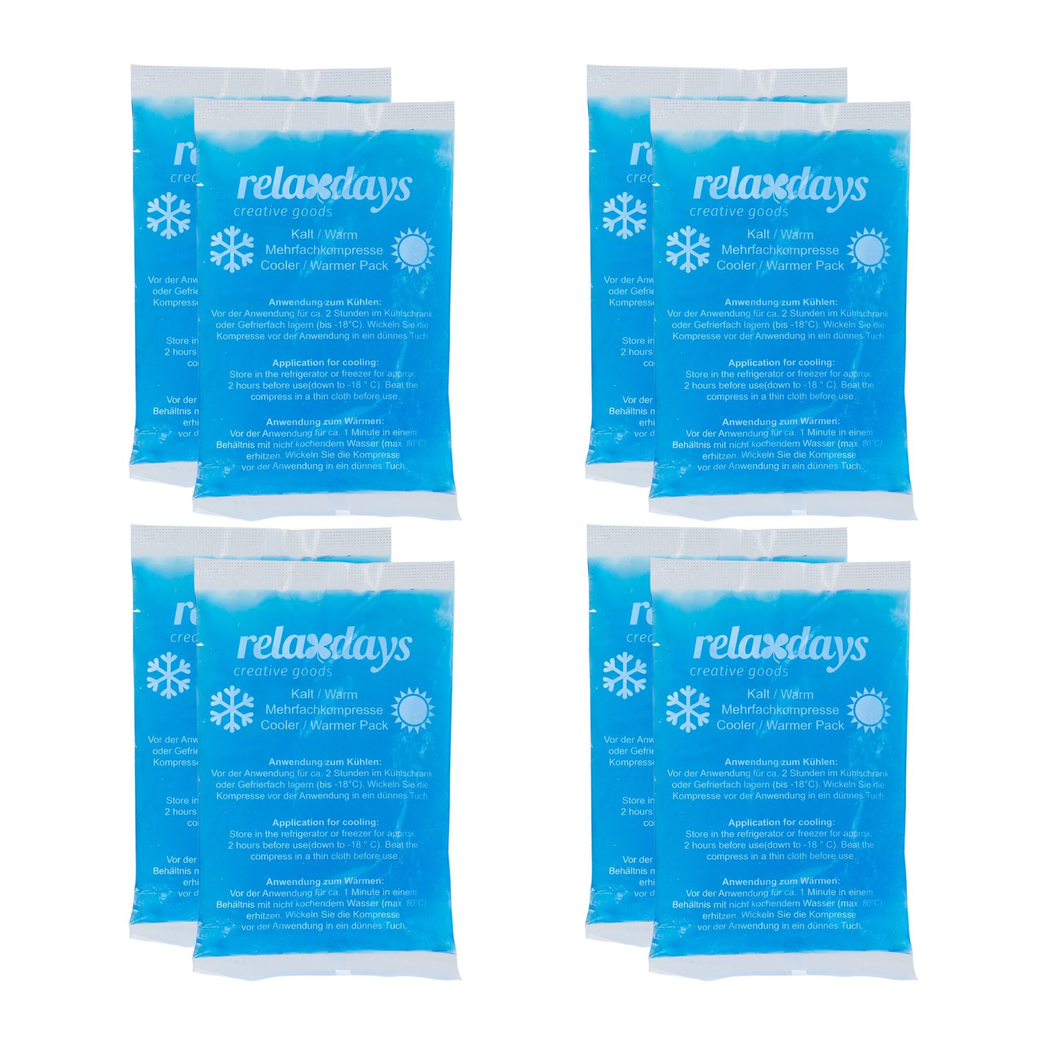 Kühlpads rechteckig 8er-Set Weiss-Blau von Relaxdays
