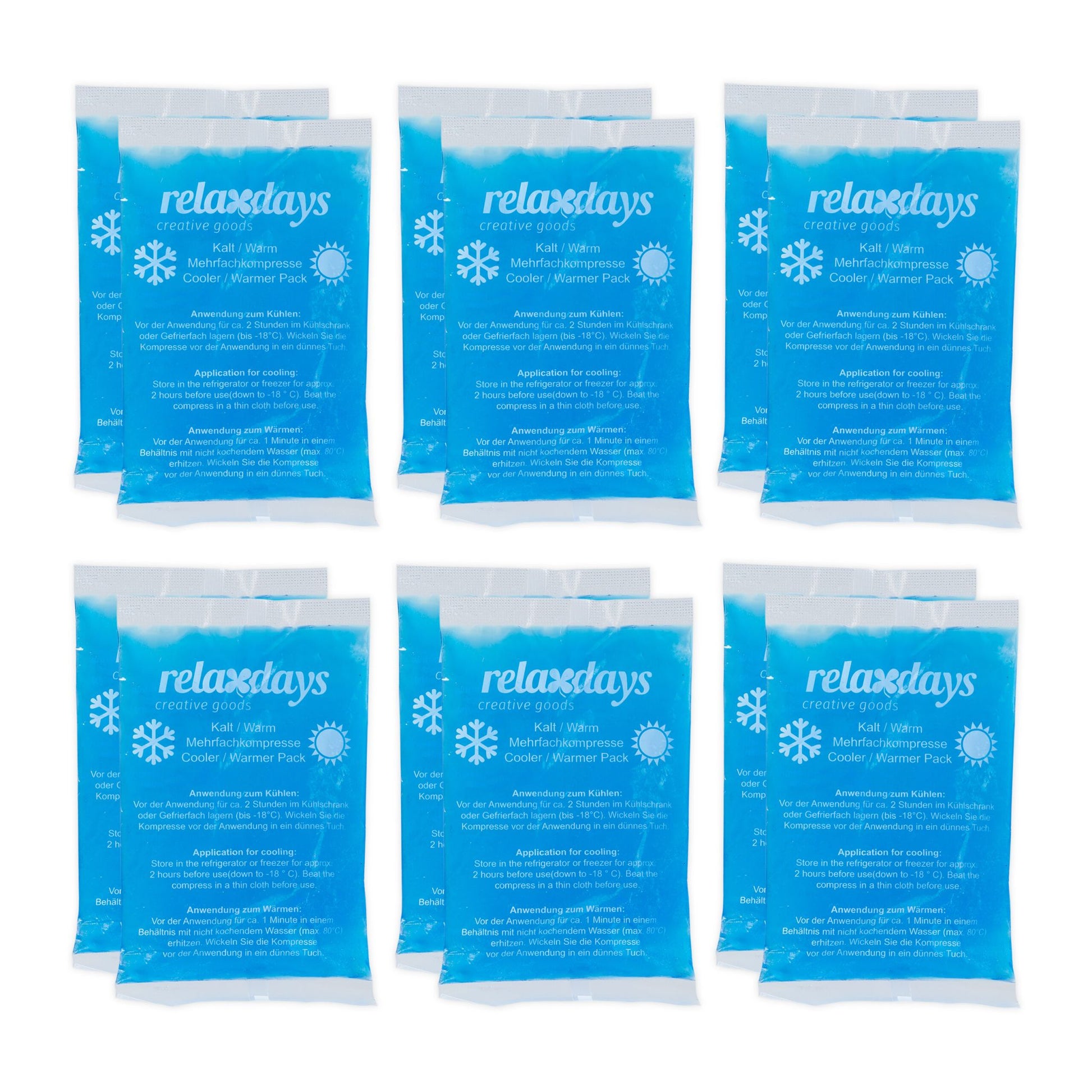 Rechteckige Kühlpads 12er-Set Blau von Relaxdays