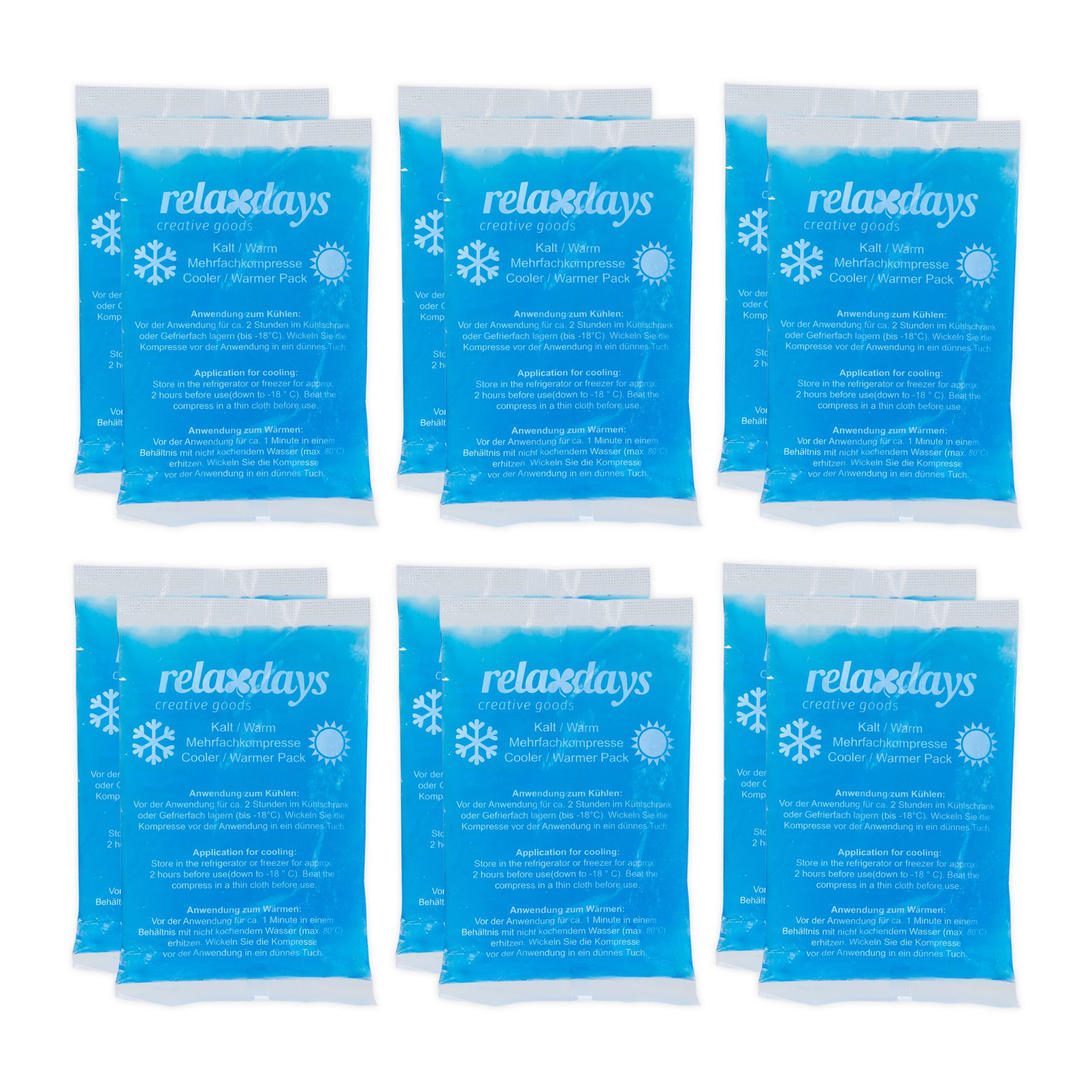 Rechteckige Kühlpads 12er-Set Blau von Relaxdays