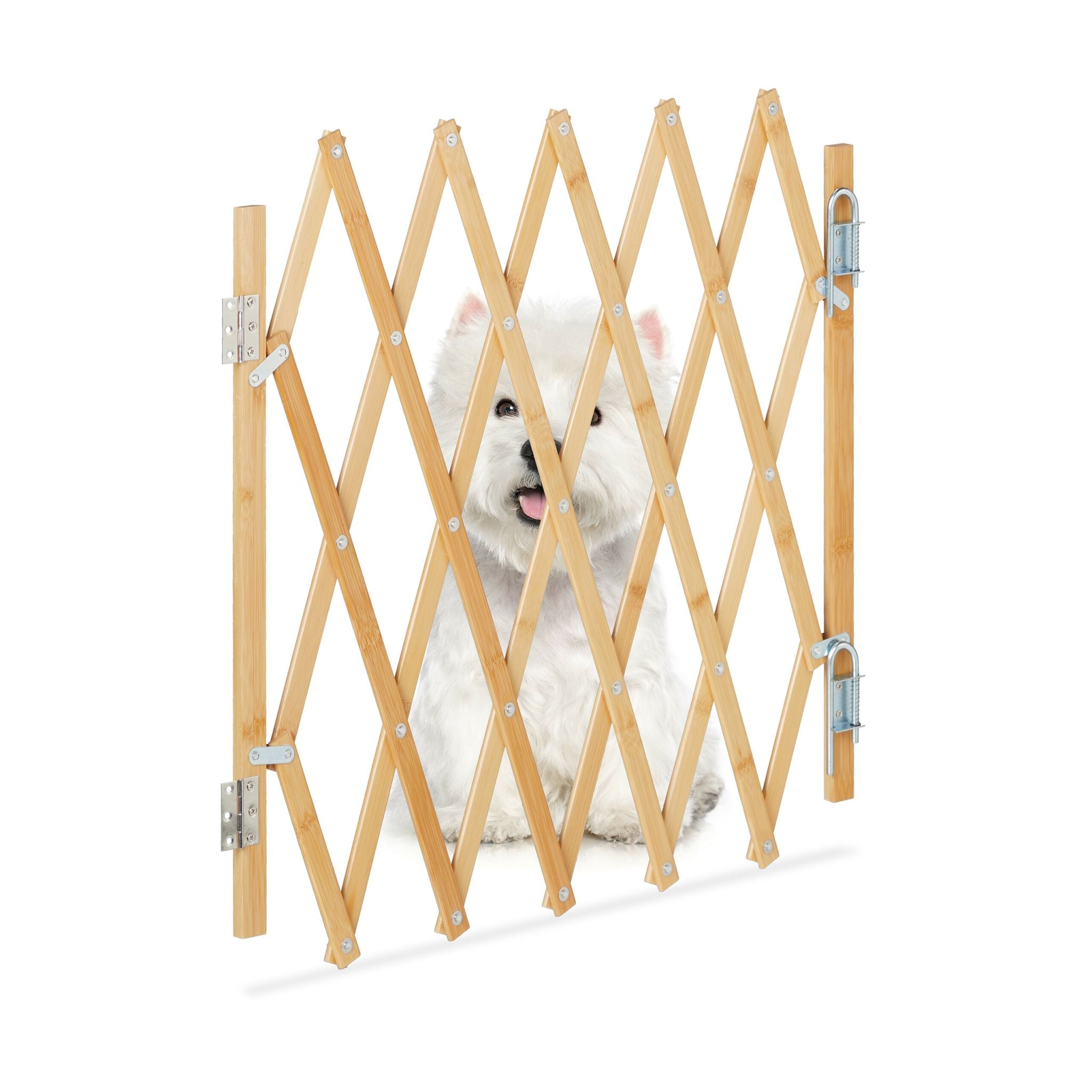 Ausziehbares Hundeabsperrgitter in Natur Hellbraun von Relaxdays