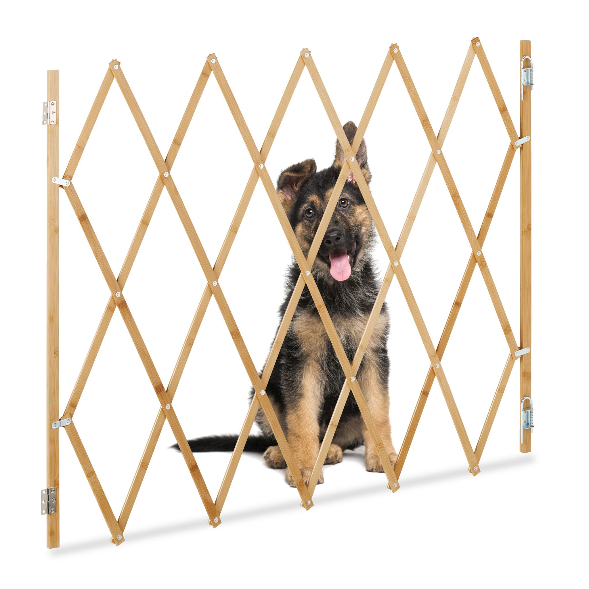 Ausziehbares Hundeabsperrgitter in Natur Hellbraun von Relaxdays