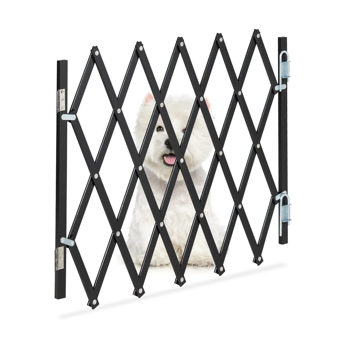 Ausziehbares Hundeabsperrgitter schwarz Schwarz von Relaxdays
