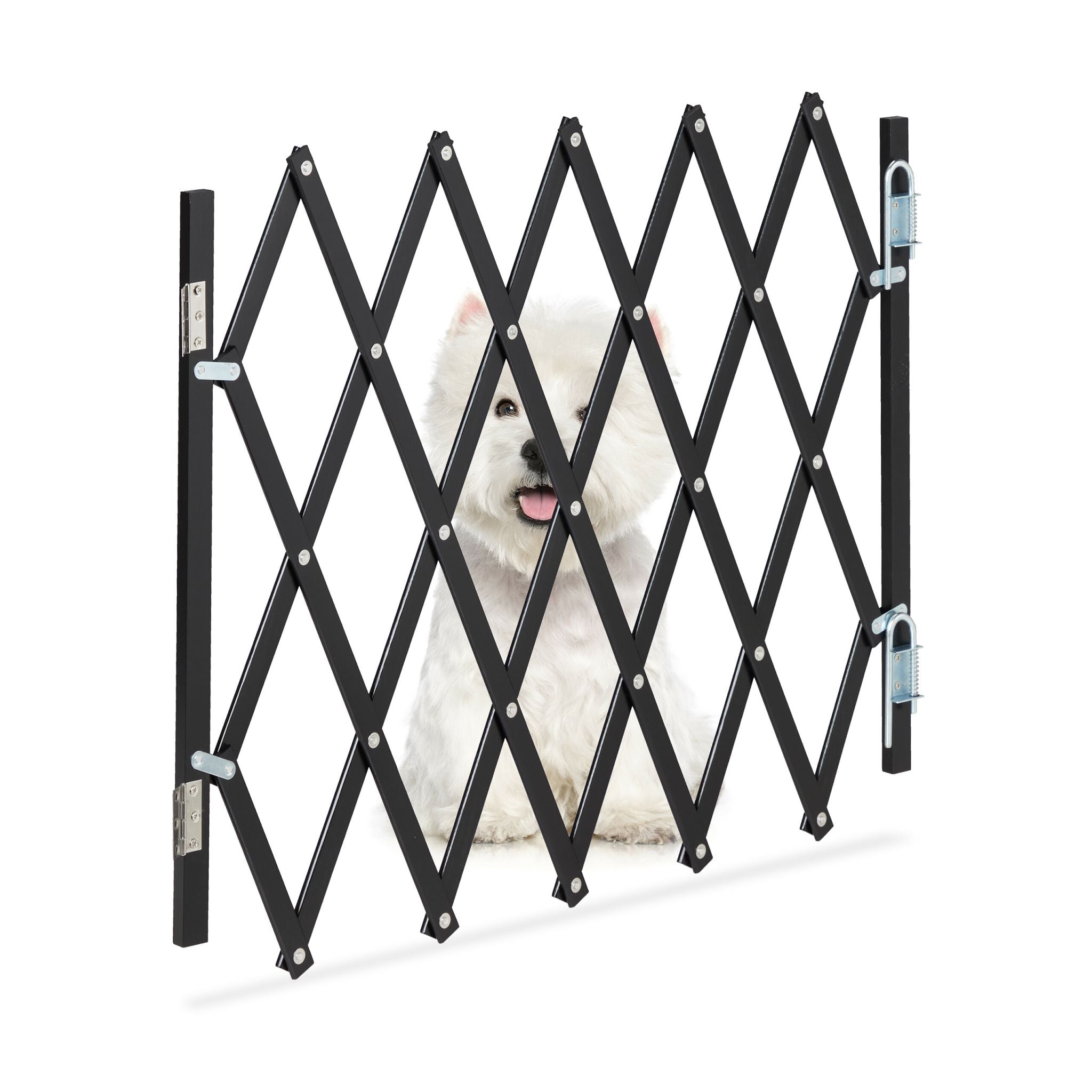 Ausziehbares Hundeabsperrgitter schwarz Schwarz von Relaxdays