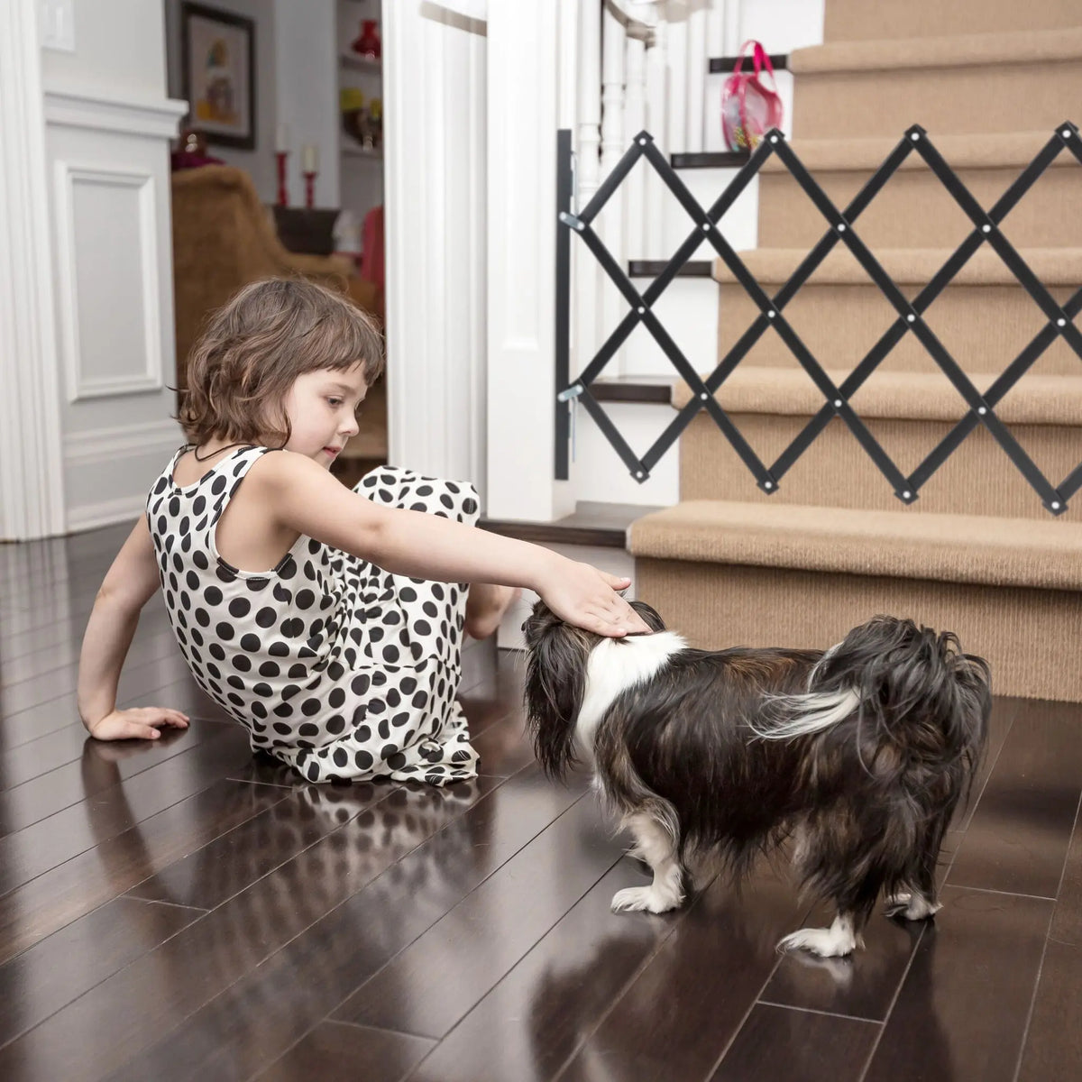 Ausziehbares Hundeabsperrgitter schwarz Schwarz von Relaxdays