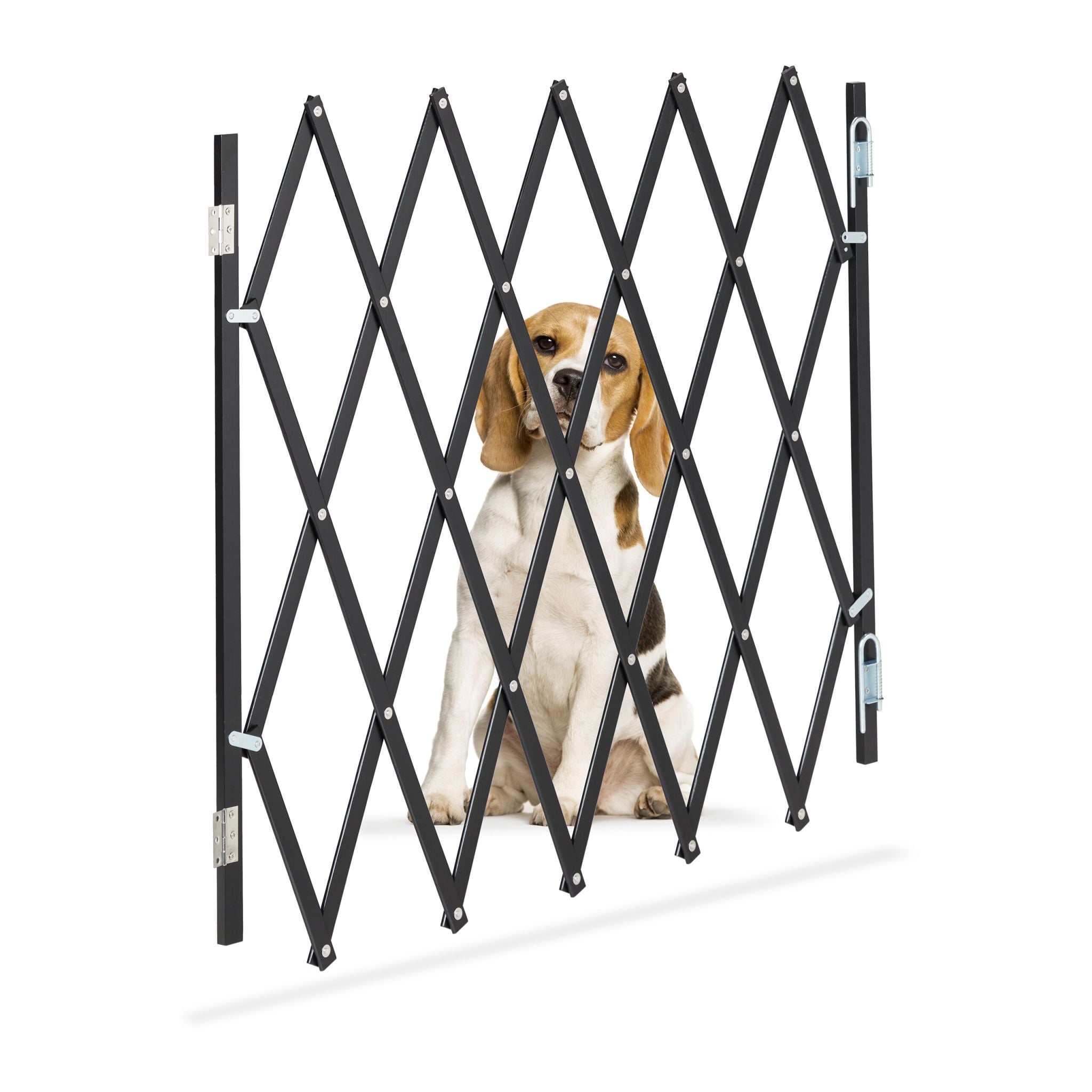 Ausziehbares Hundeabsperrgitter schwarz Schwarz von Relaxdays