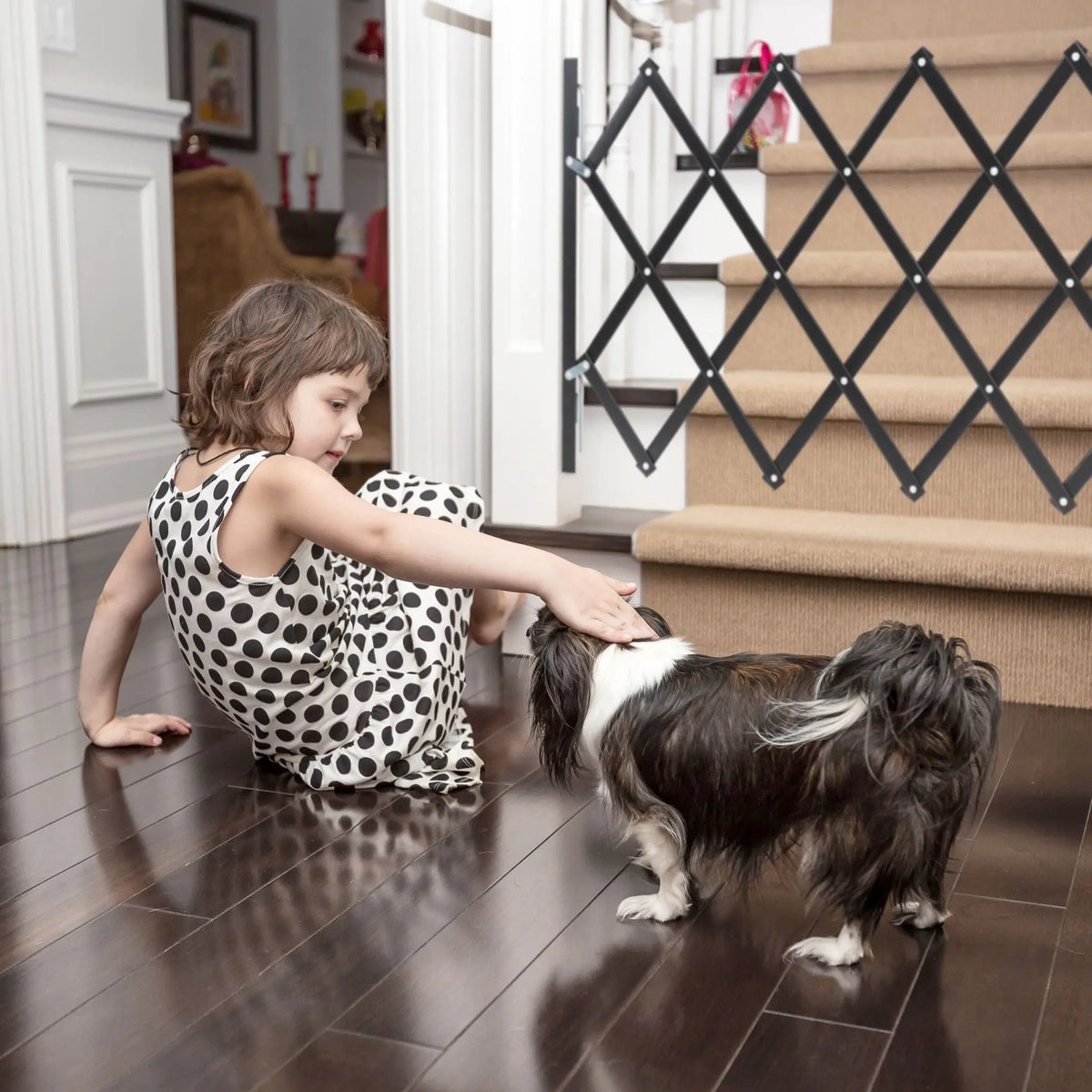 Ausziehbares Hundeabsperrgitter schwarz Schwarz von Relaxdays
